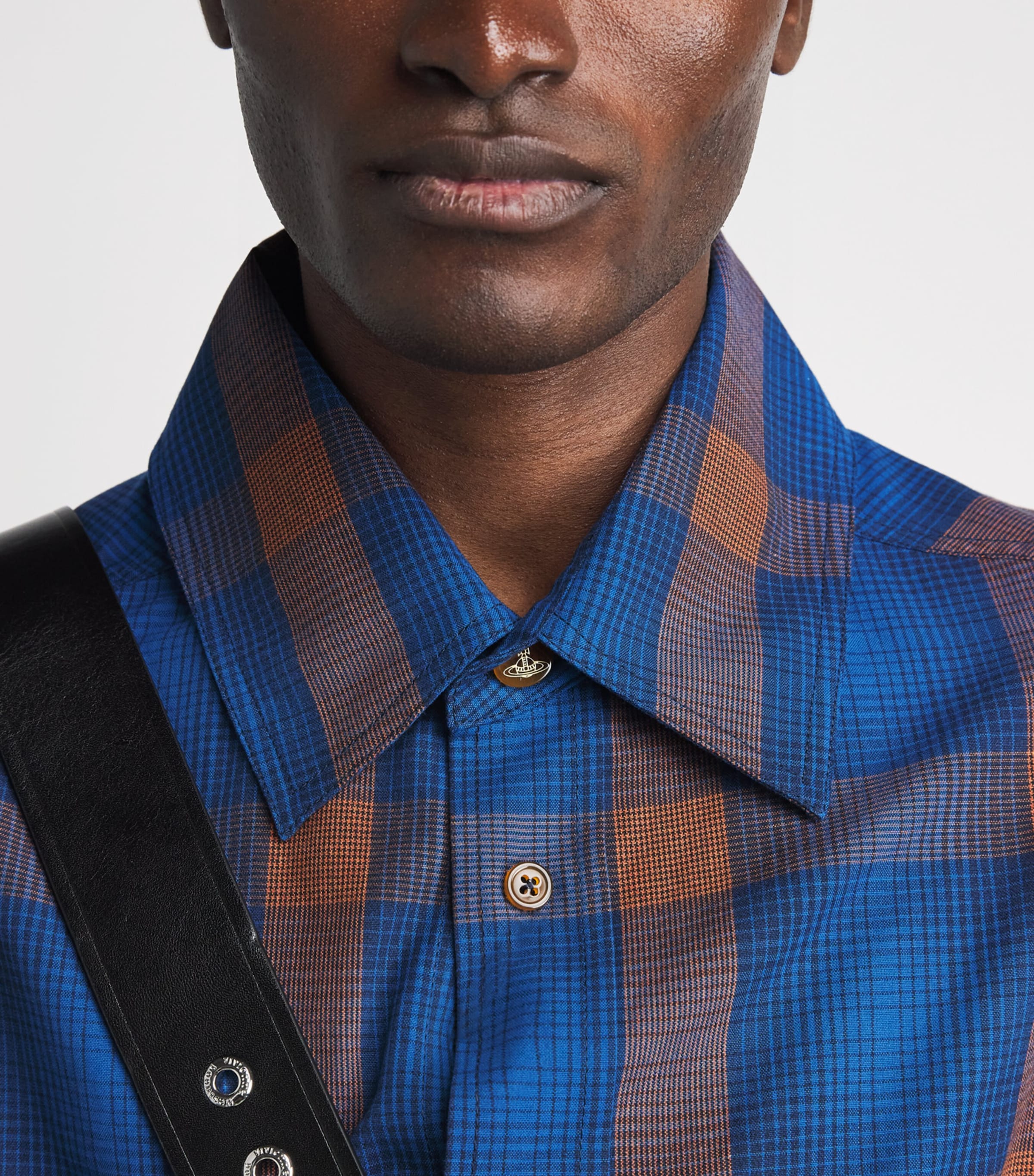 Vivienne Westwood Mens Cotton Flannel Check Achilles Overshirt Navy/rust Image 3