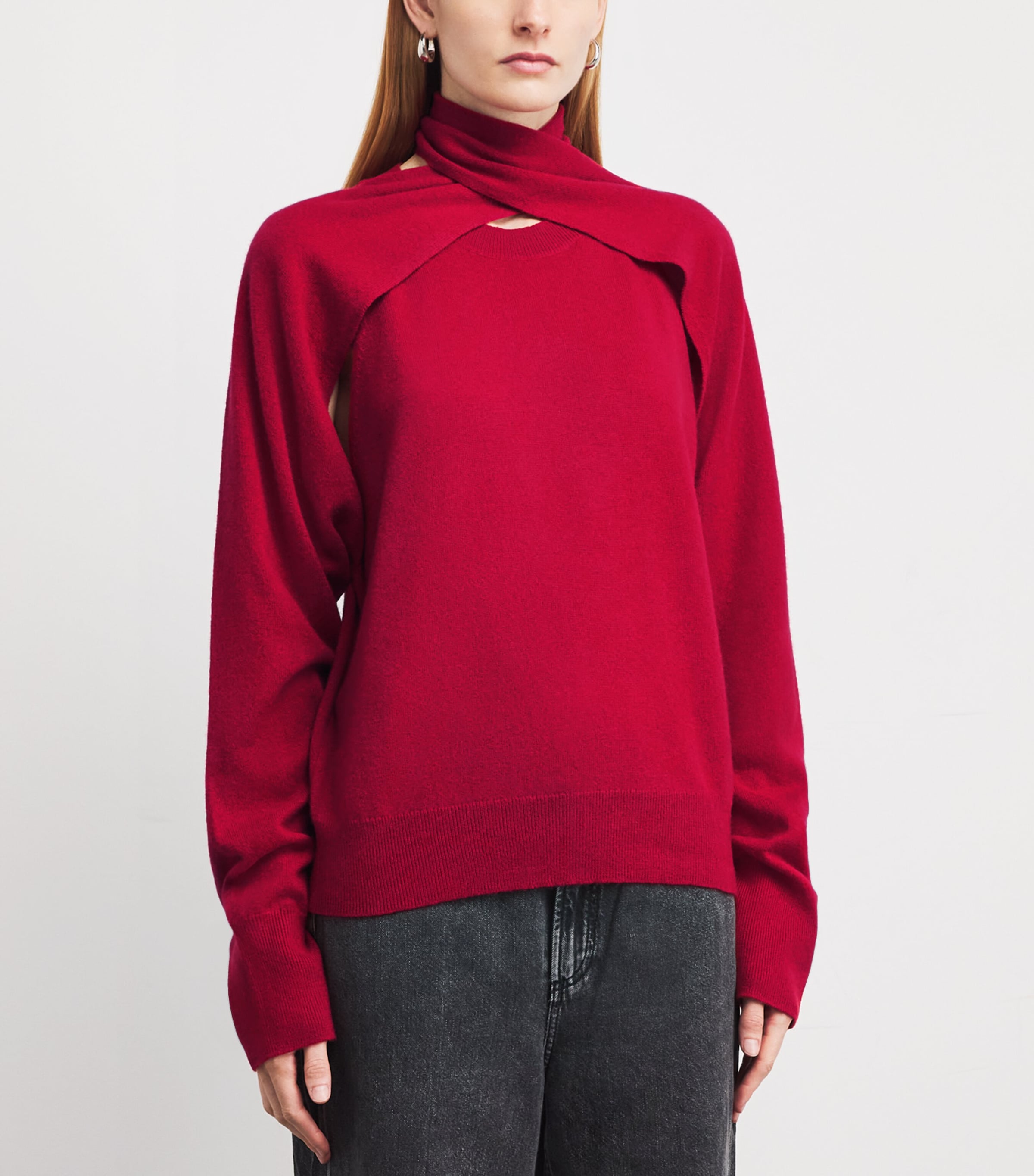 Wool-Cashmere Wrap Sweater 621 CHILI Image 3