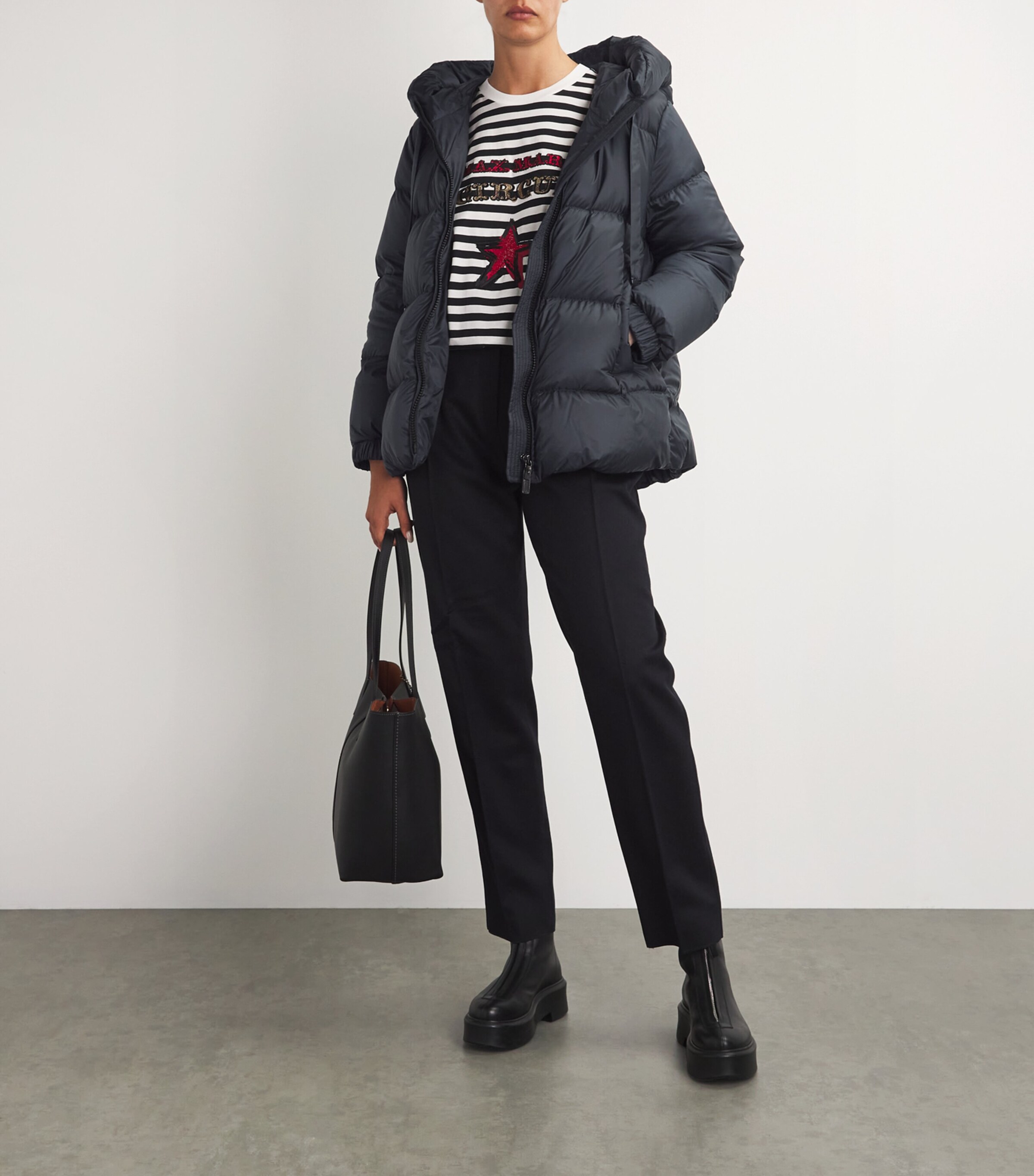 Max Mara Blue Hooded Puffer Jacket | Harrods UK