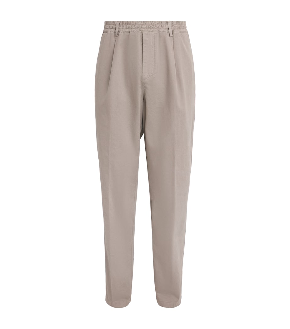 Eleventy Mens Stretch-Cotton Elasticated Trousers Cardamomo Chiaro Image 1