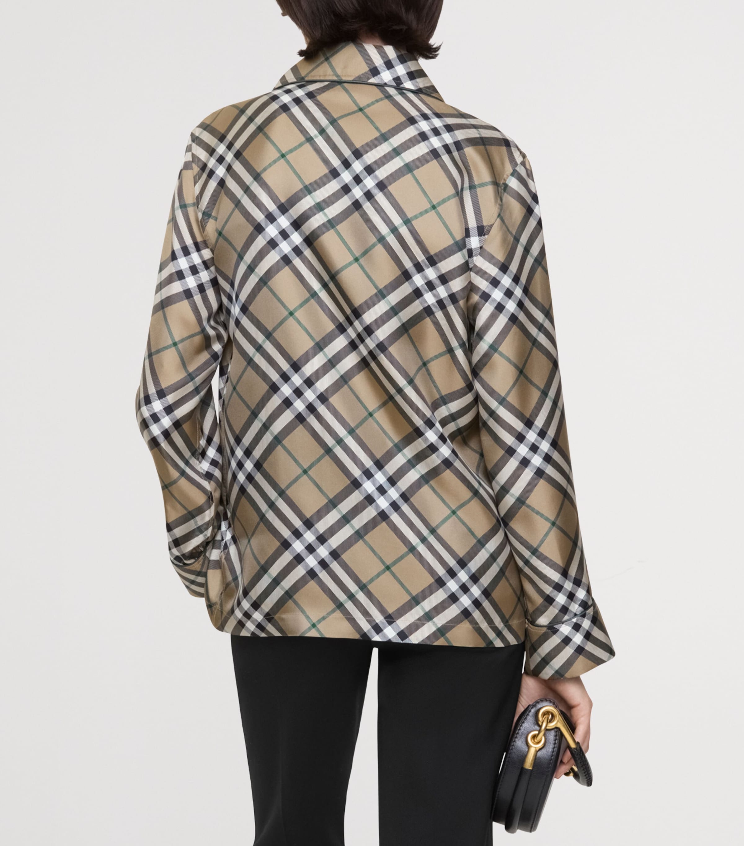 Burberry Womens Silk Check Pyjama Shirt Linden Ip Check Image 3