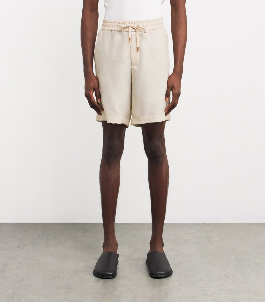 Colombo Mens Cashmere-Linen Drawstring Shorts Sand Image 3