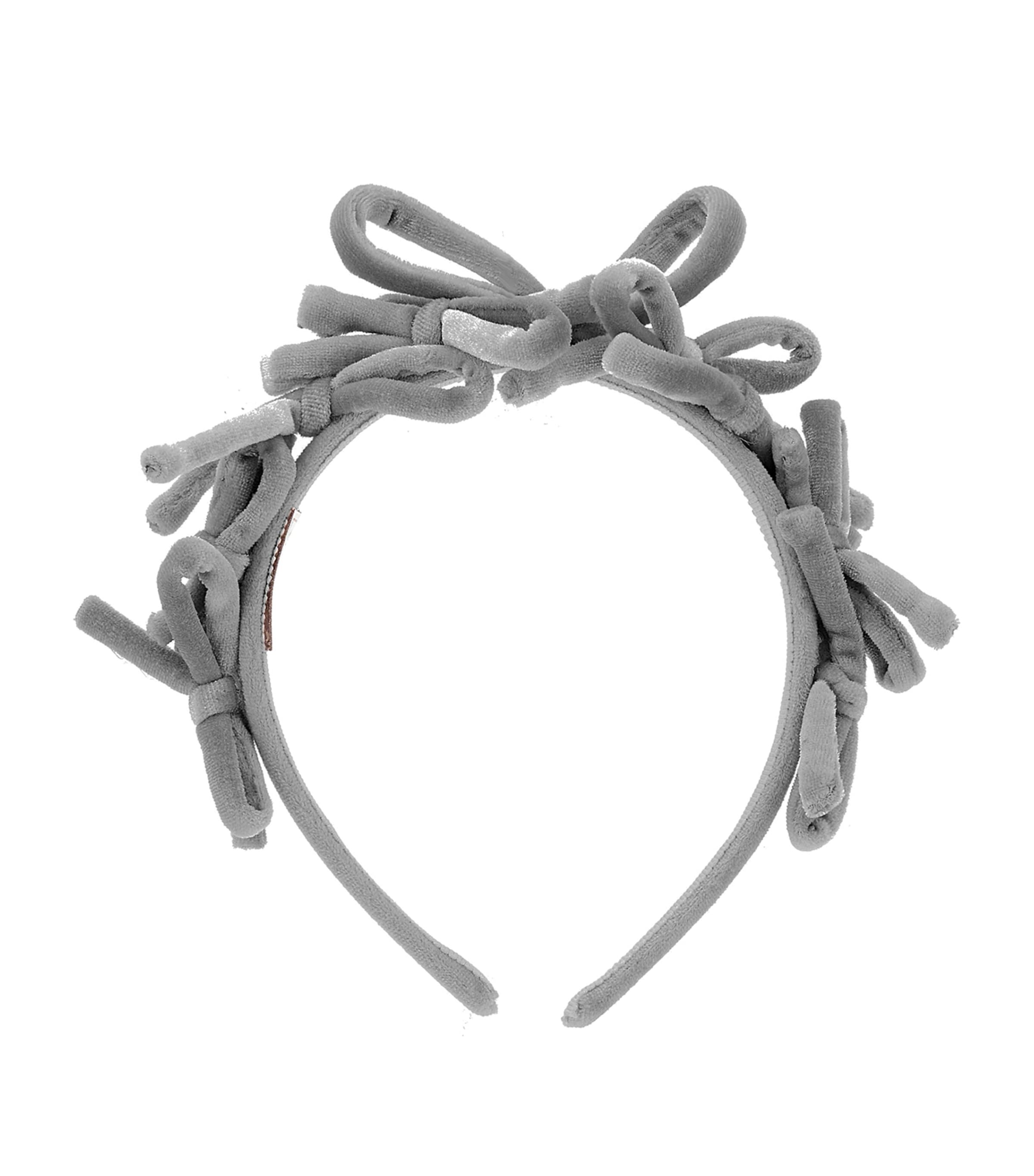 Monnalisa Kids' Velvet Bow Hairband In Gray