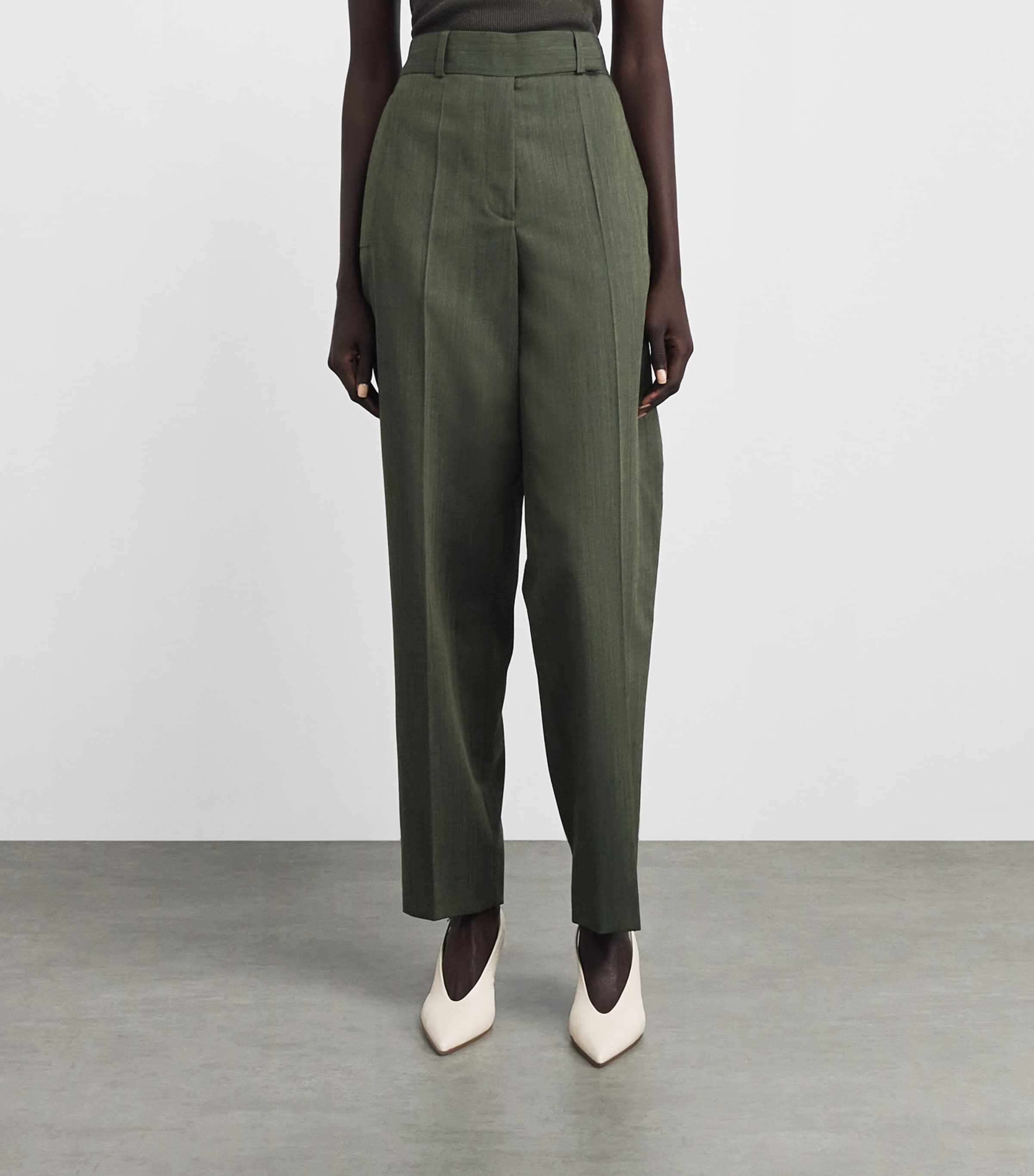 Joseph Womens Wool Zen Trousers Palm Leaf Melange Image 4