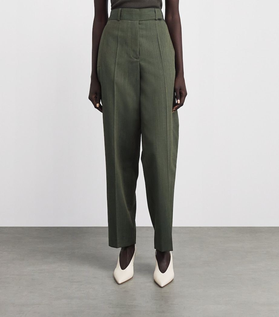 Joseph Womens Wool Zen Trousers Palm Leaf Melange Image 4