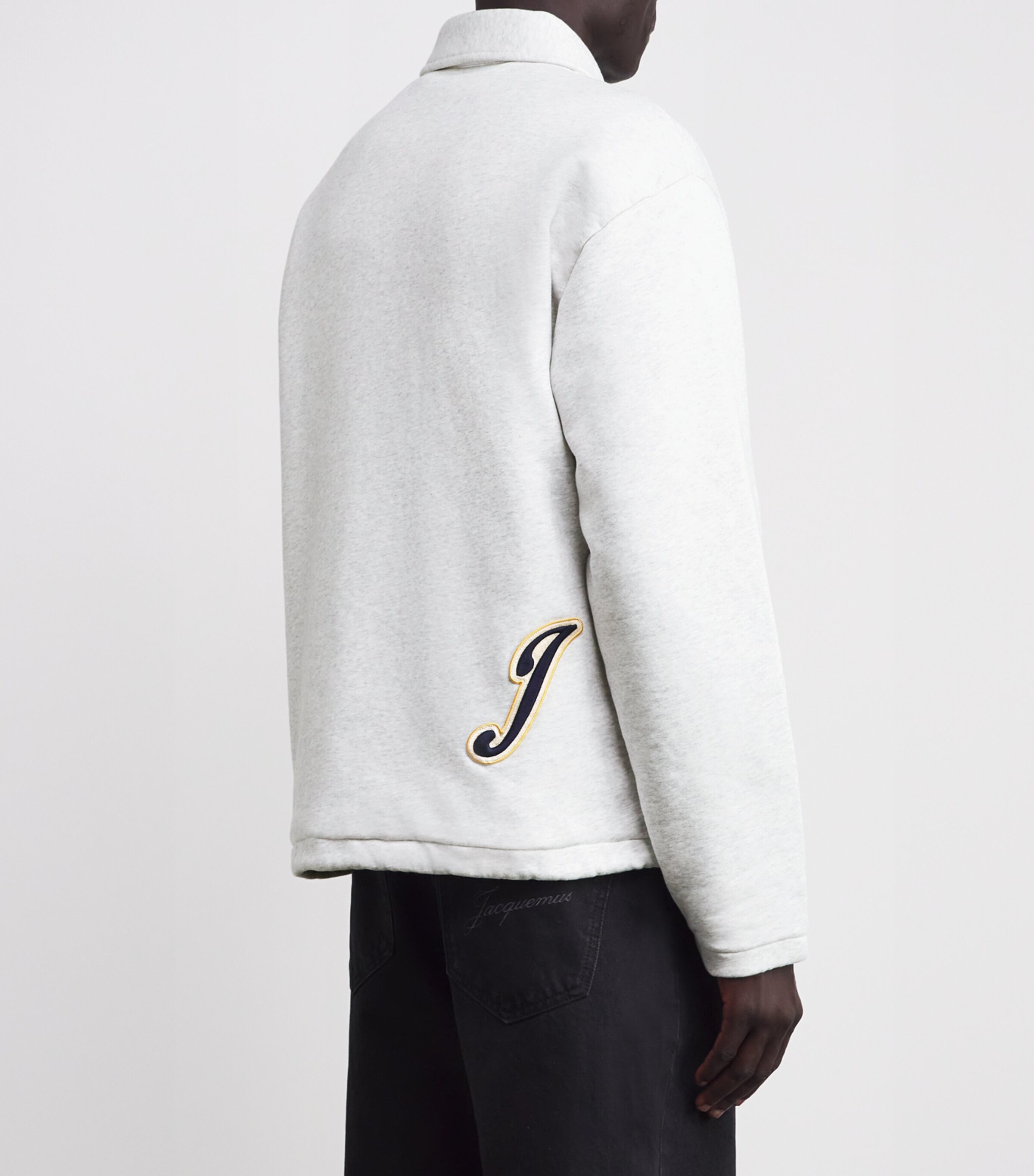 Jacquemus Mens Cotton Logo Varsity Jacket Varsity Pat Grey Image 4