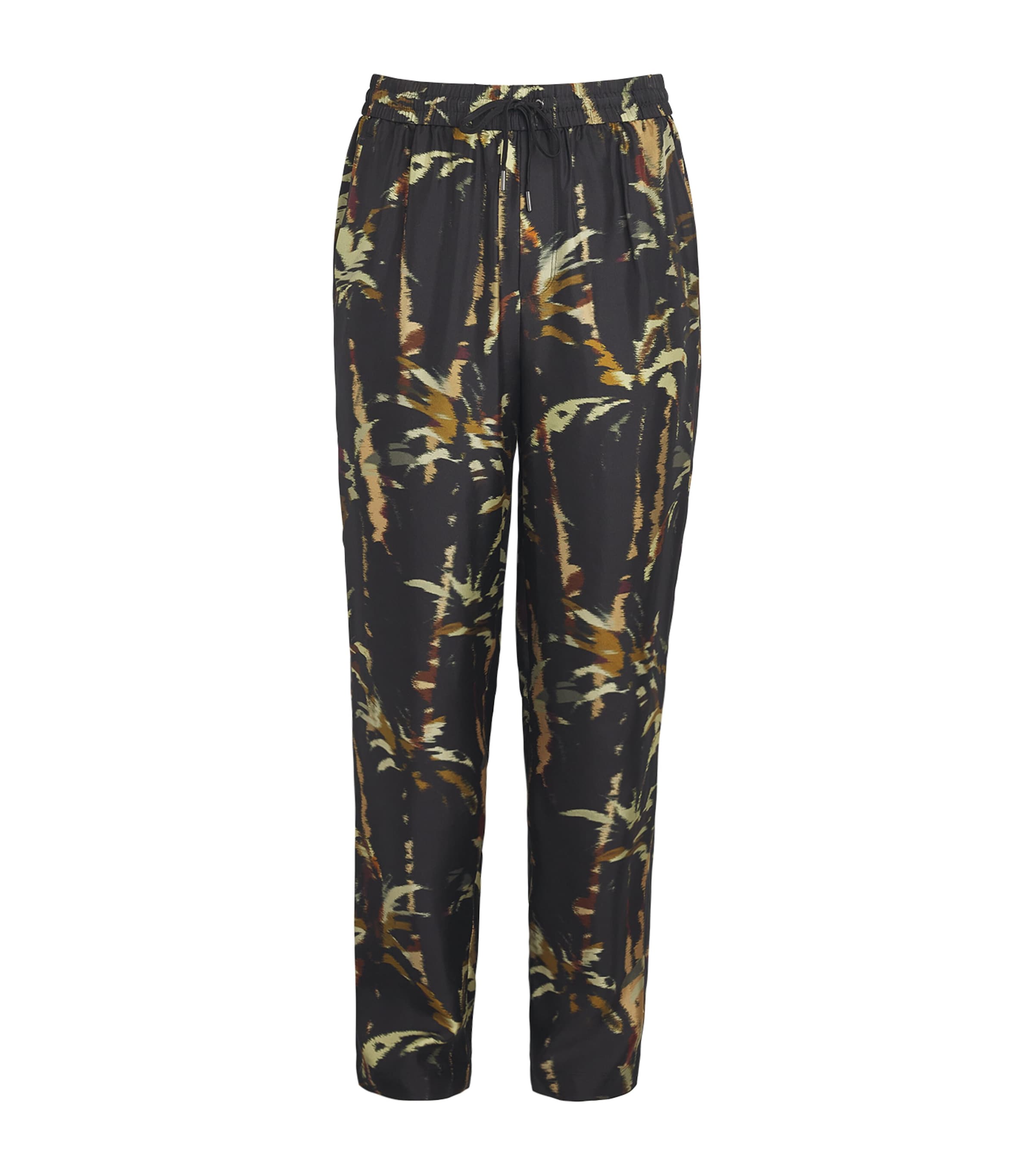 Simkhai Silk Windswept Palm Tree Allister Trousers In Black