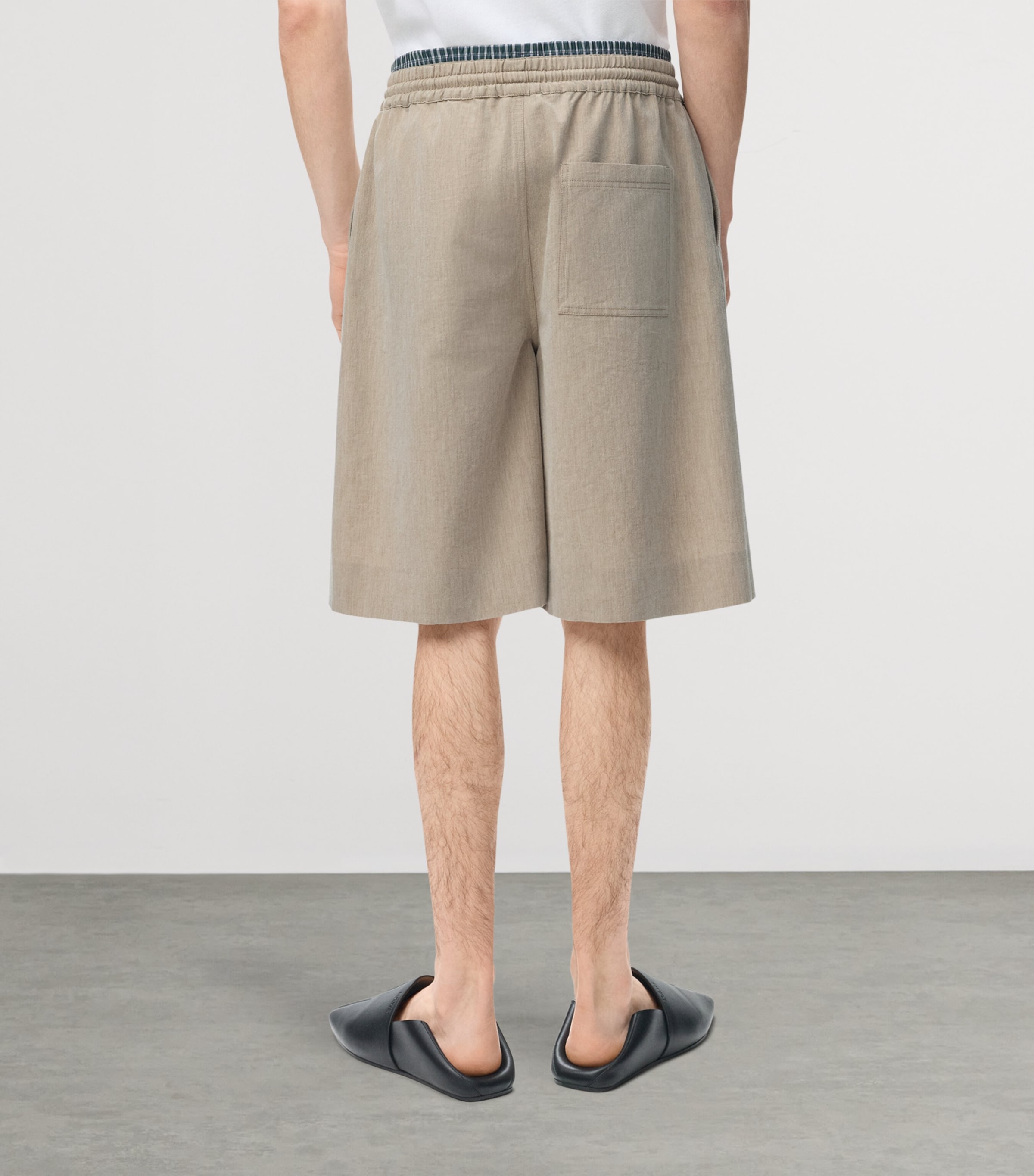 LOEWE Mens Layered Drawstring Shorts Beige Image 4