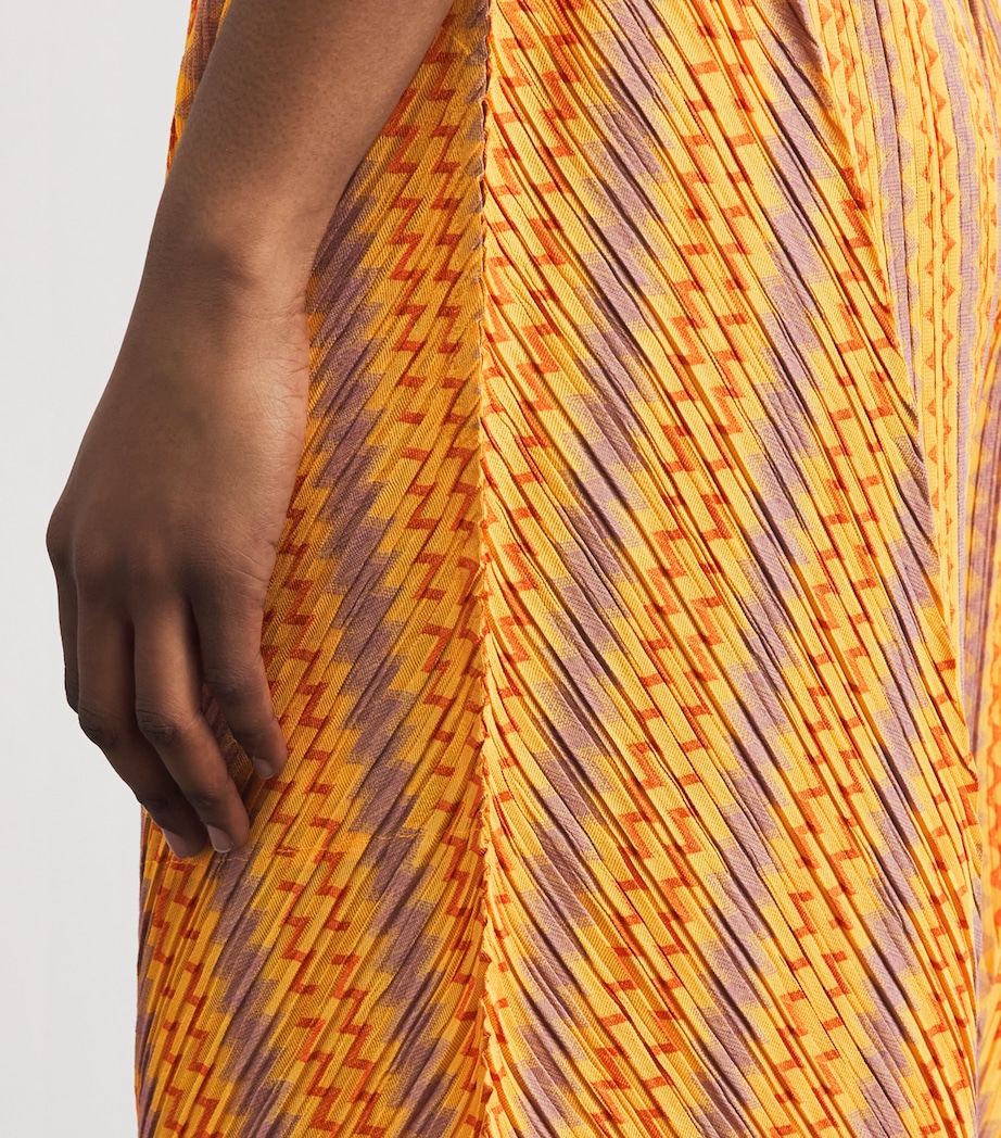 Pleats Please Issey Miyake Womens Cotton-Blend Zigzag Trousers Yellow Orange Image 3