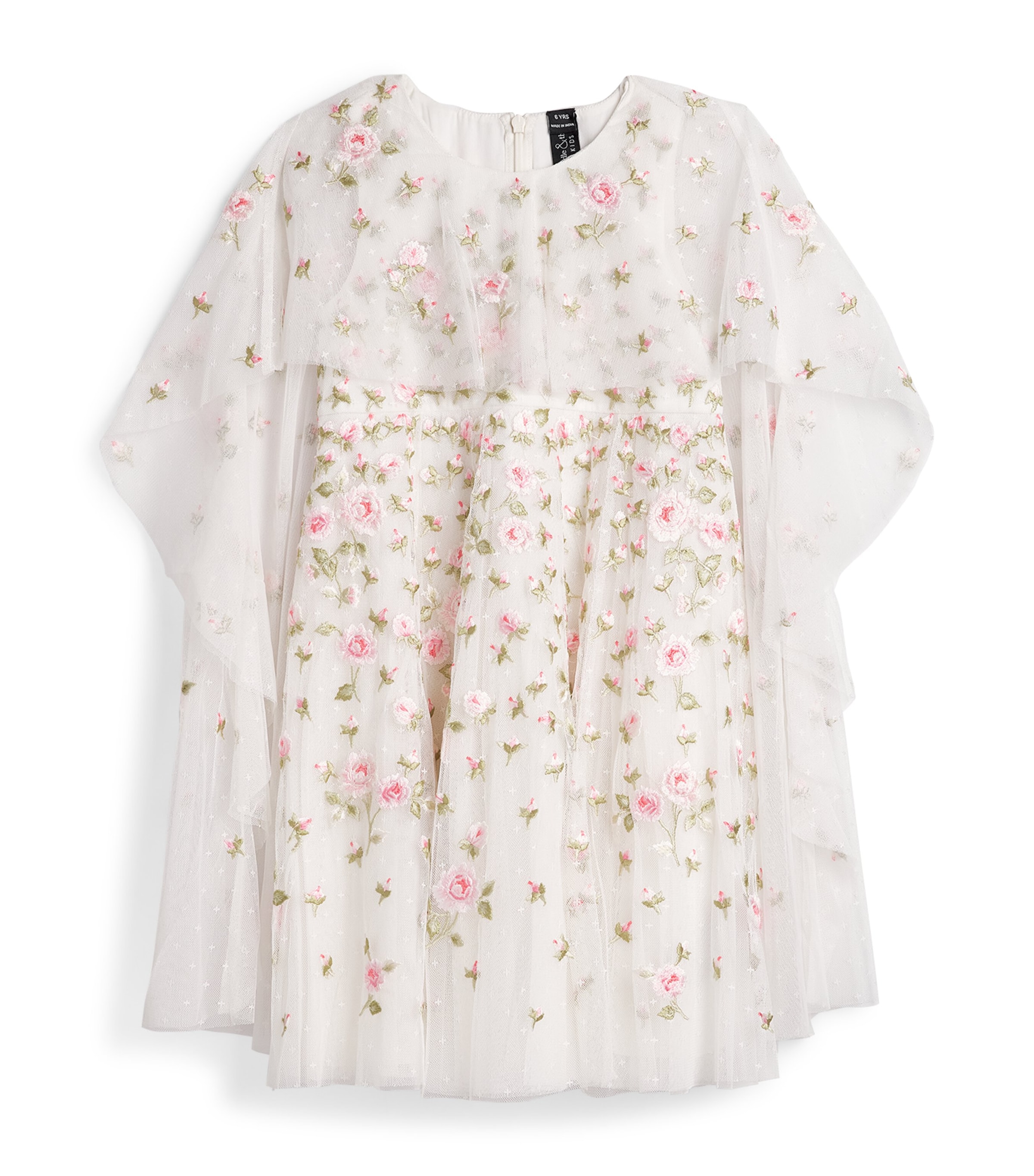 Needle & Thread Rose Bloom Cape Dress (8-12 Years) Swan White Image 1
