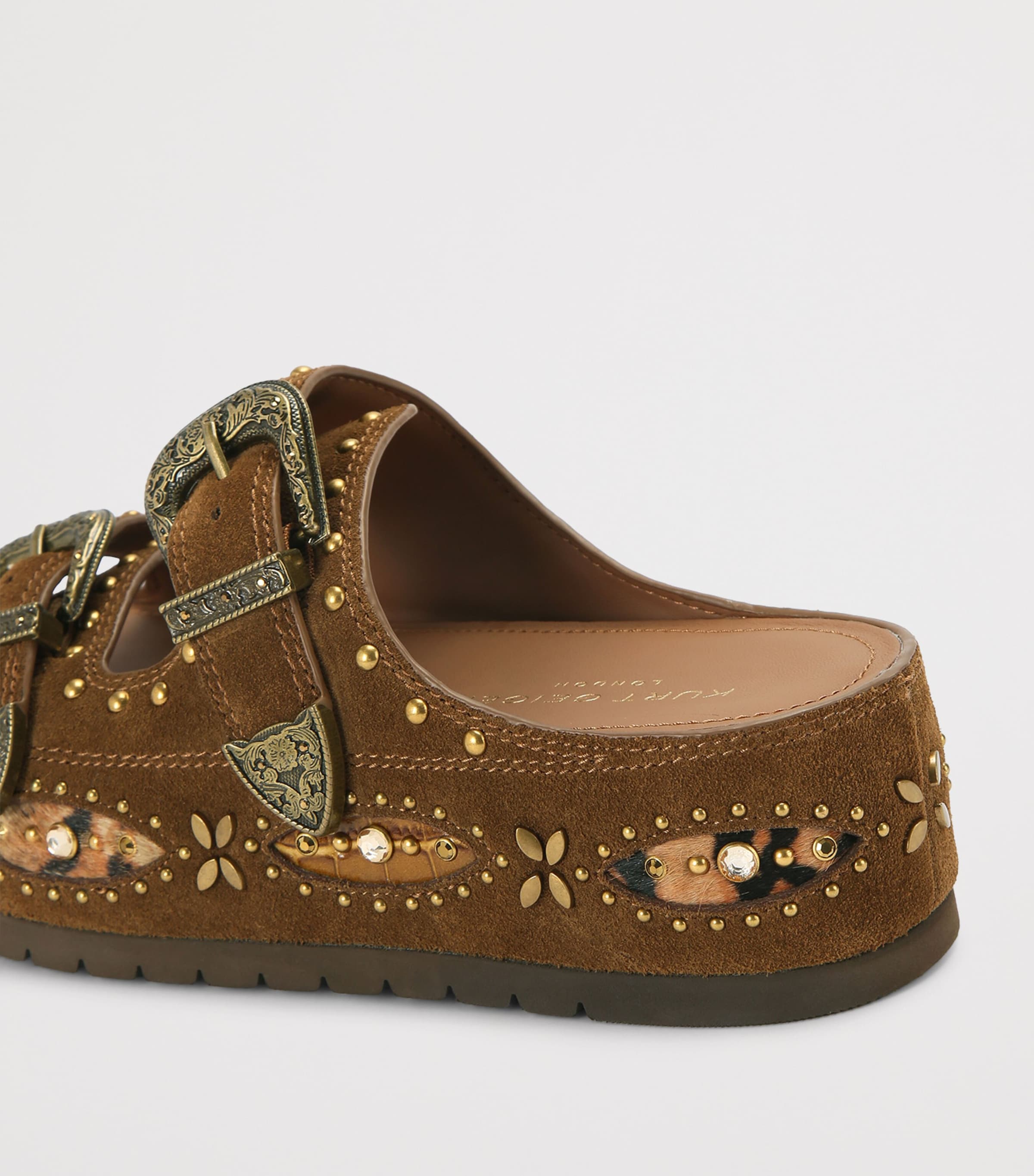 Kurt Geiger London Western Buckle Flatform Sandals Brown Image 3