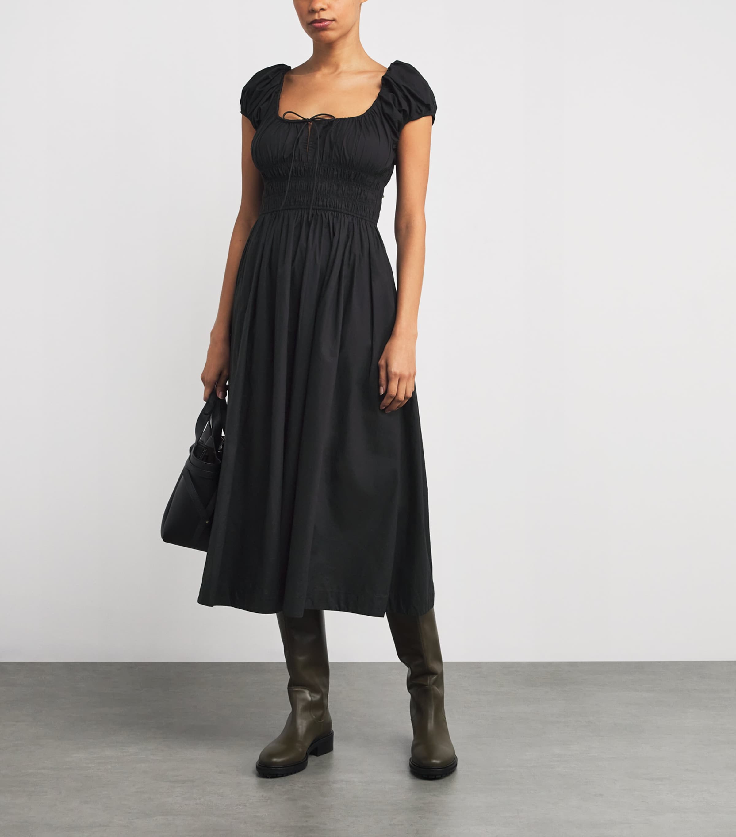 Organic Cotton Quinn Midi Dress BLACK Image 2