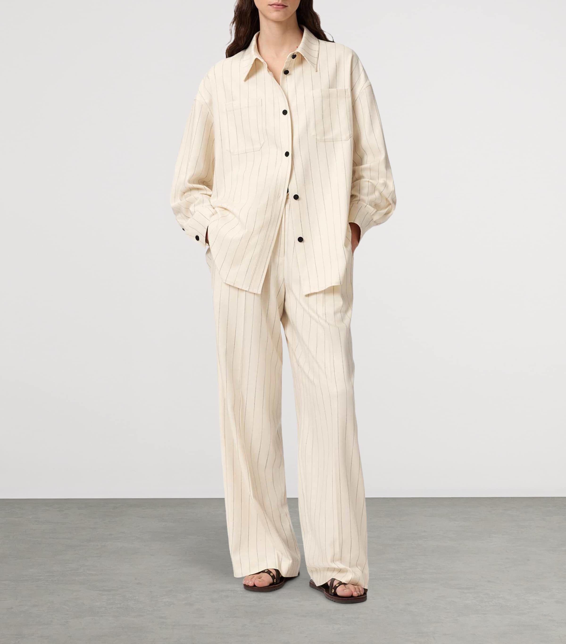 AllSaints Womens Stripe Olga Shirt Cream White Image 2