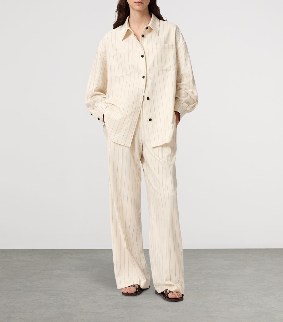 AllSaints Womens Stripe Olga Shirt Cream White Image 2