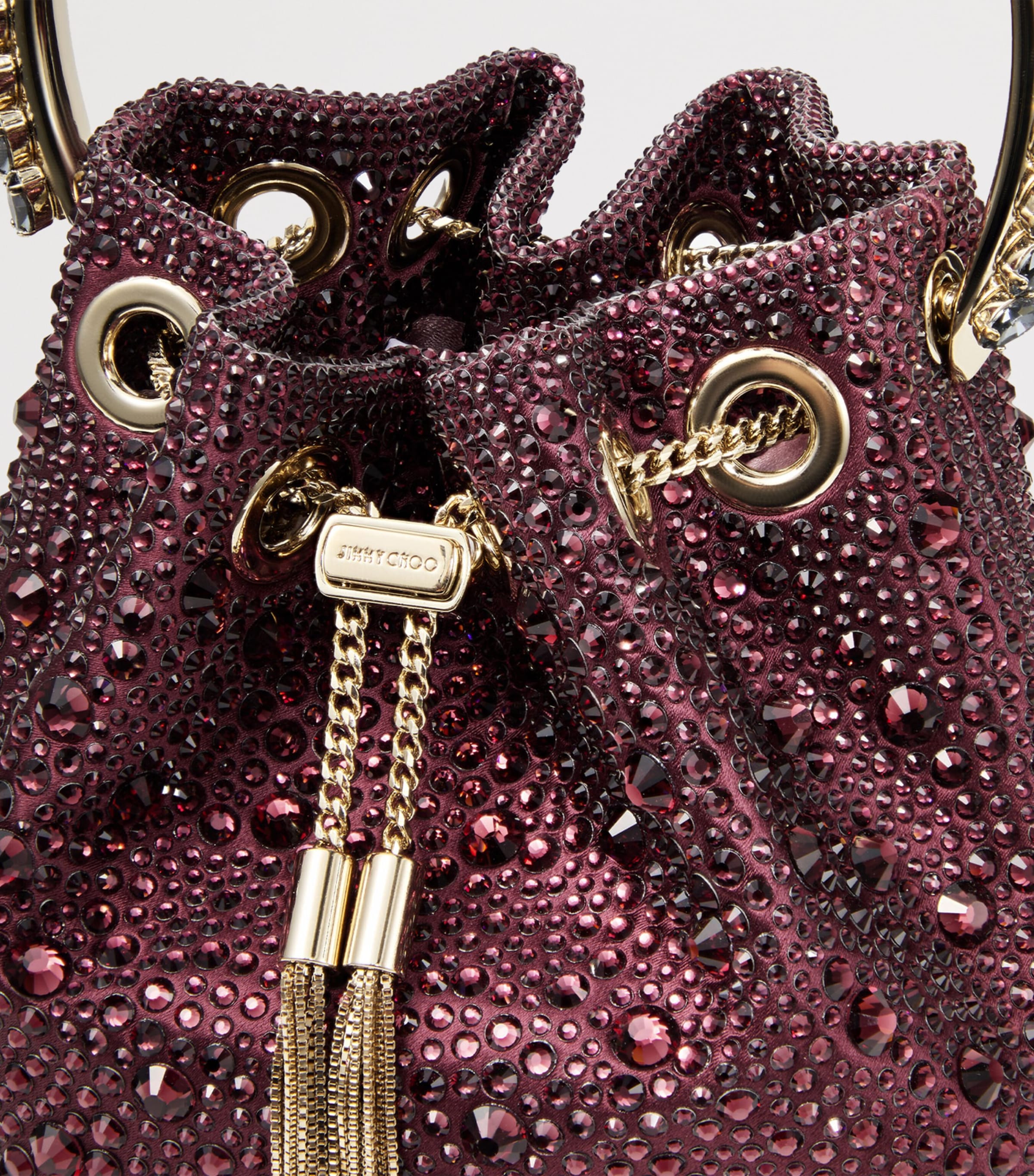 Jimmy Choo Embellished Bon Bon Top-Handle Bag Deep Merlot/crystal/ Image 5