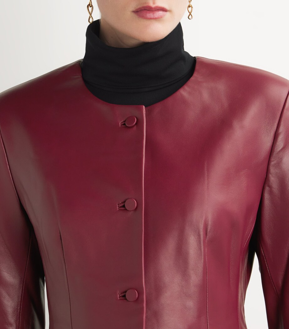 Leather Padded Blazer DEEP RED Image 6