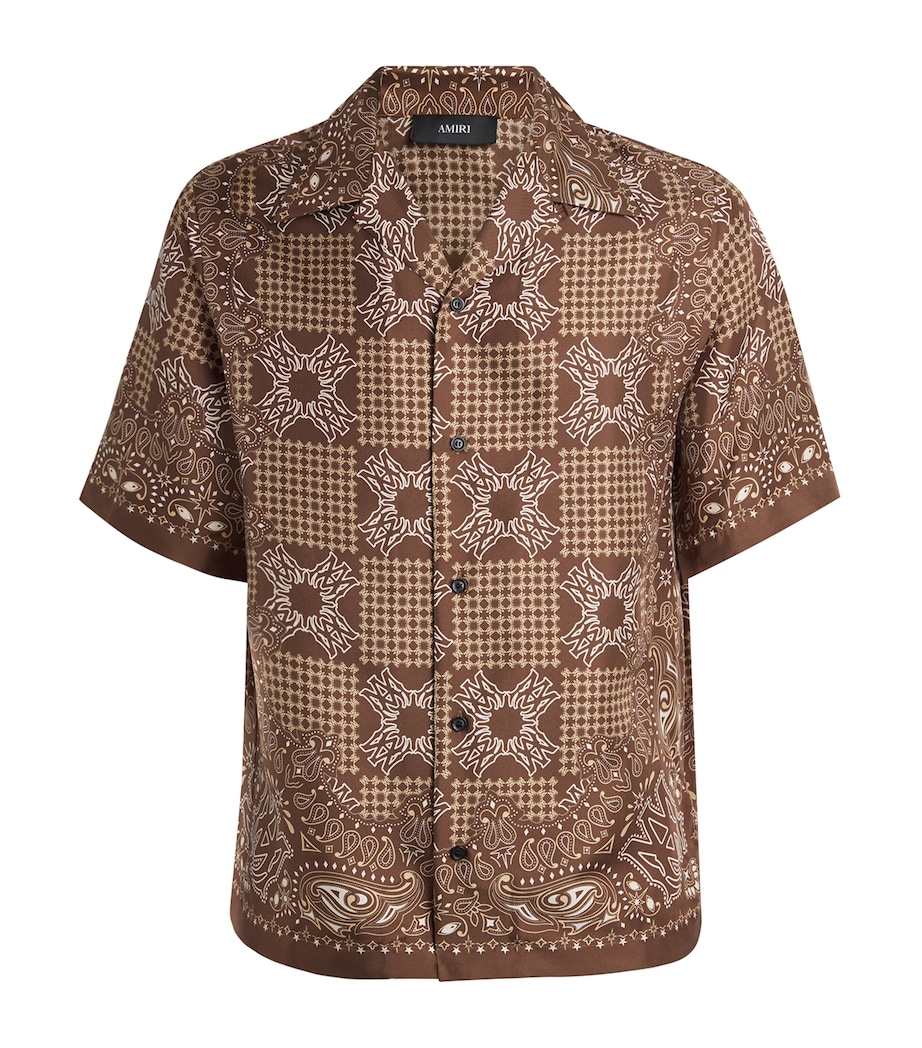 AMIRI Mens Silk MA Check Short-Sleeve Shirt Tobacco Image 1