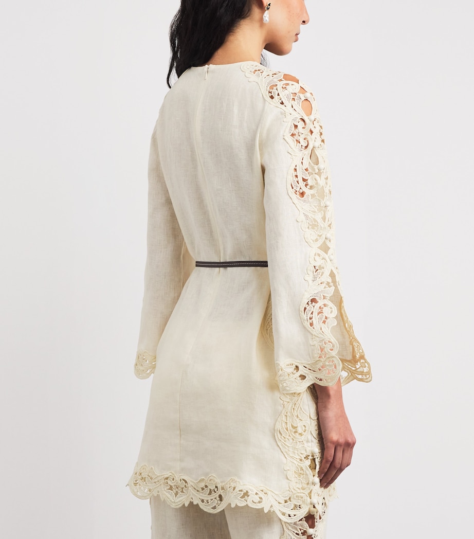 Linen Embroidered Awaken Mini Dress CREAMCRM Image 4