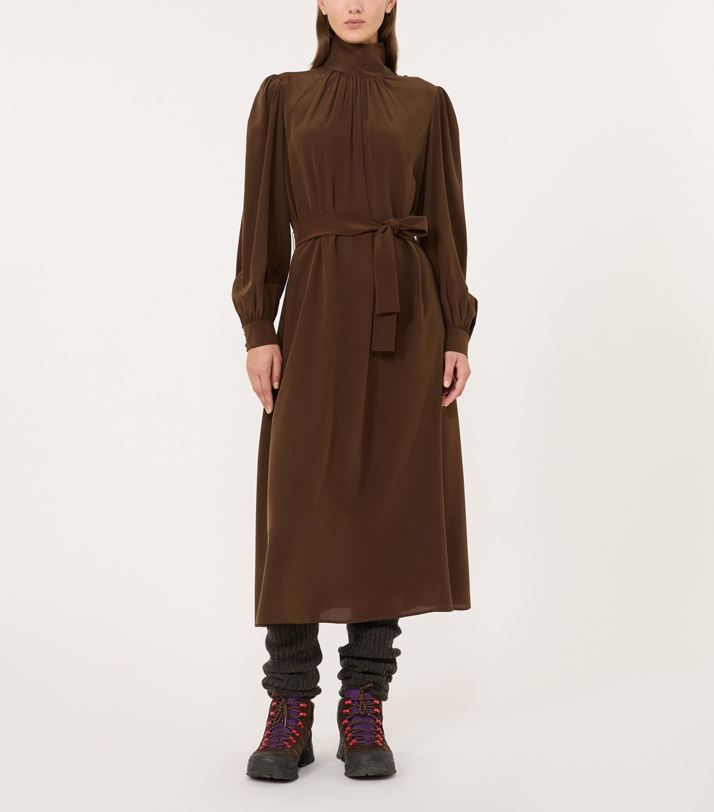 Weekend Max Mara Womens Silk Maxi Dress Brown Image 2