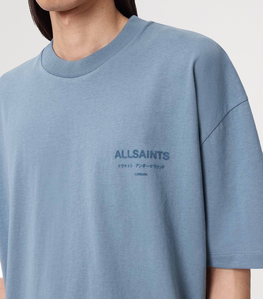 AllSaints Mens Organic Cotton Xander T-Shirt Coastline Blue Image 6
