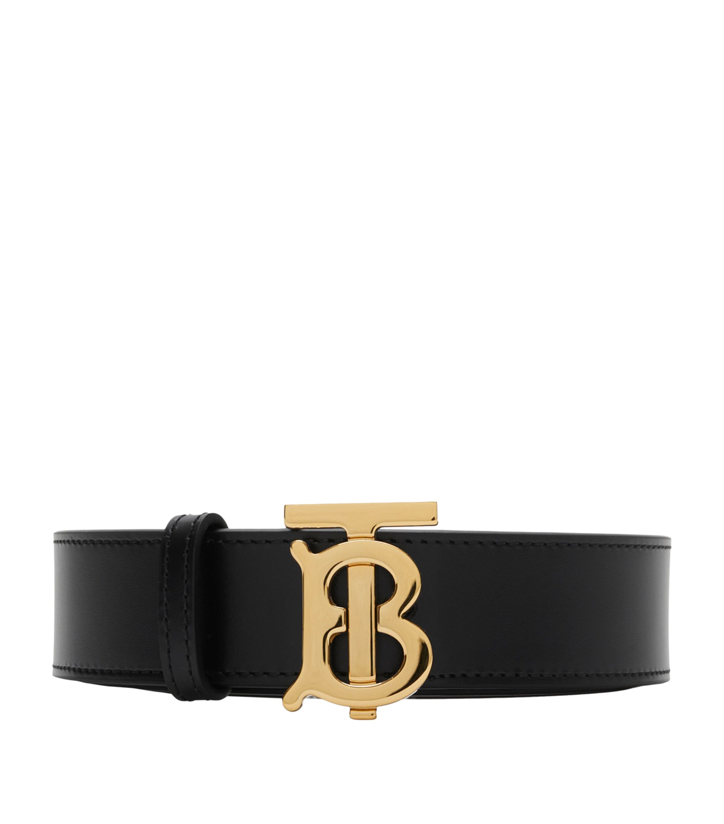 Leather Reversible TB Belt BLACK / TAN / GOLD Image 1