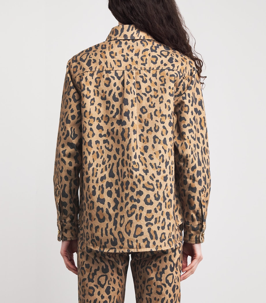 Blazé Milano Womens Denim Leopard-Print Shirt Camel Image 4