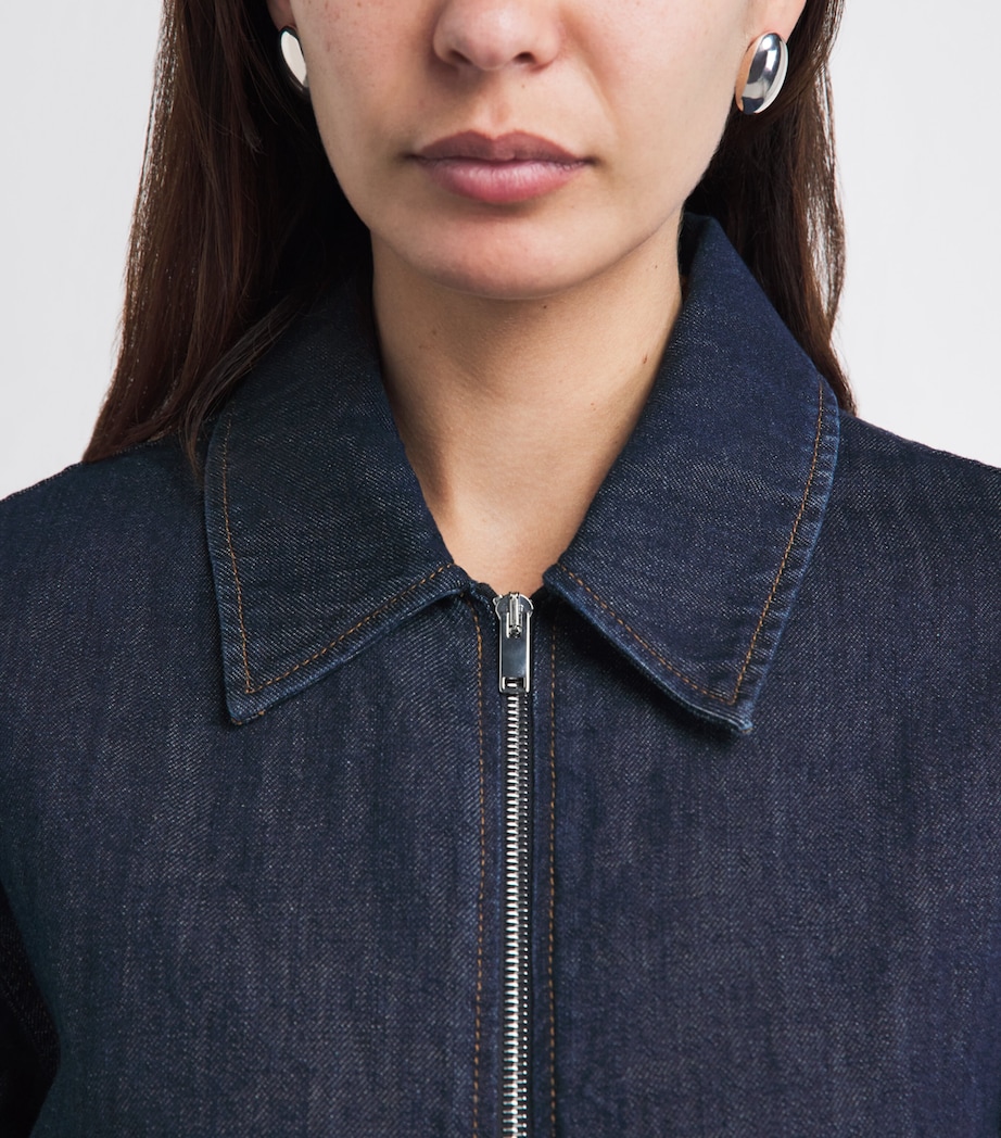 7 For All Mankind Womens Cotton-Linen Denim Jacket Blossom Image 3