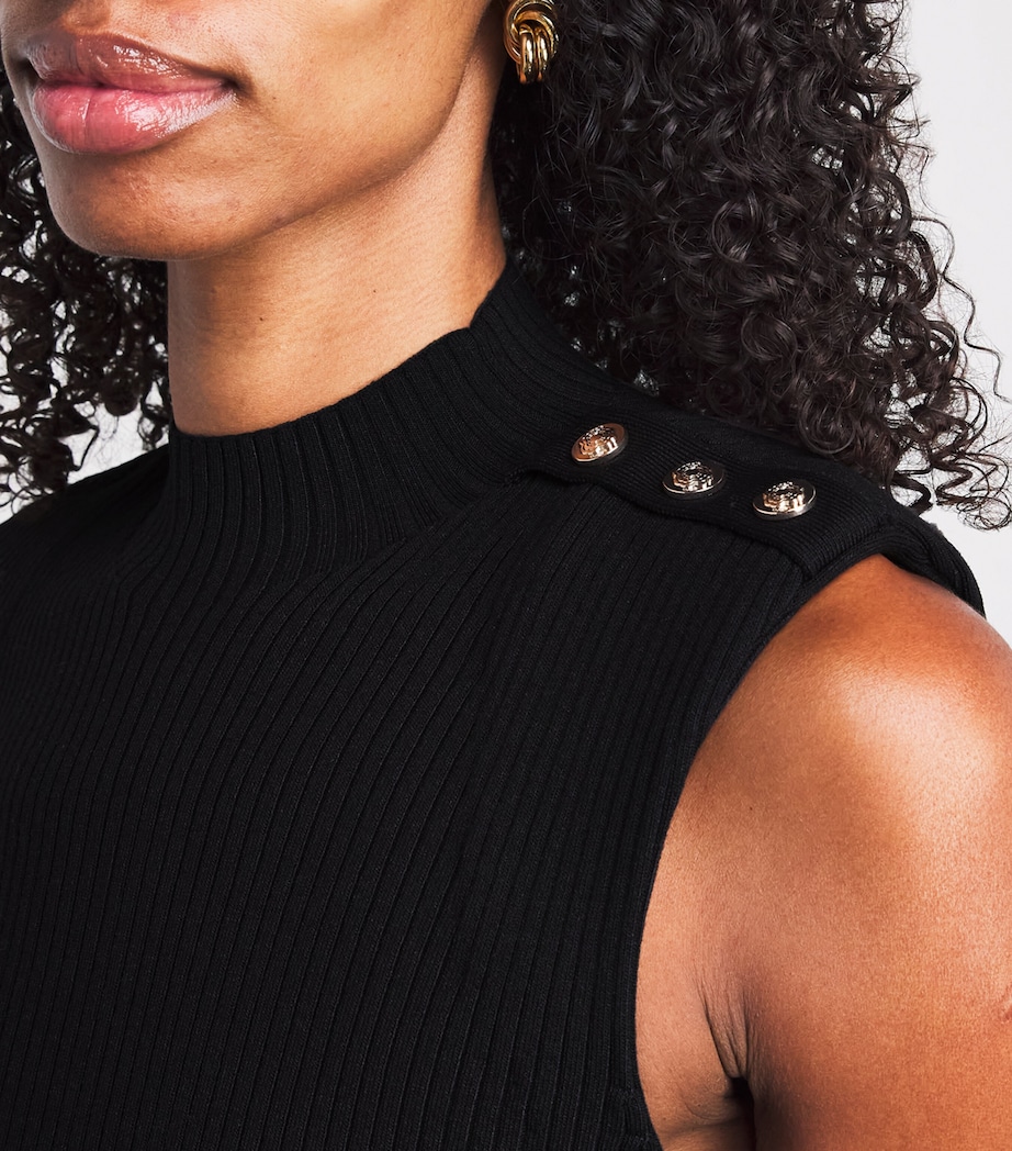 Rib-Knit Taffeta Mini Dress BLACK Image 4