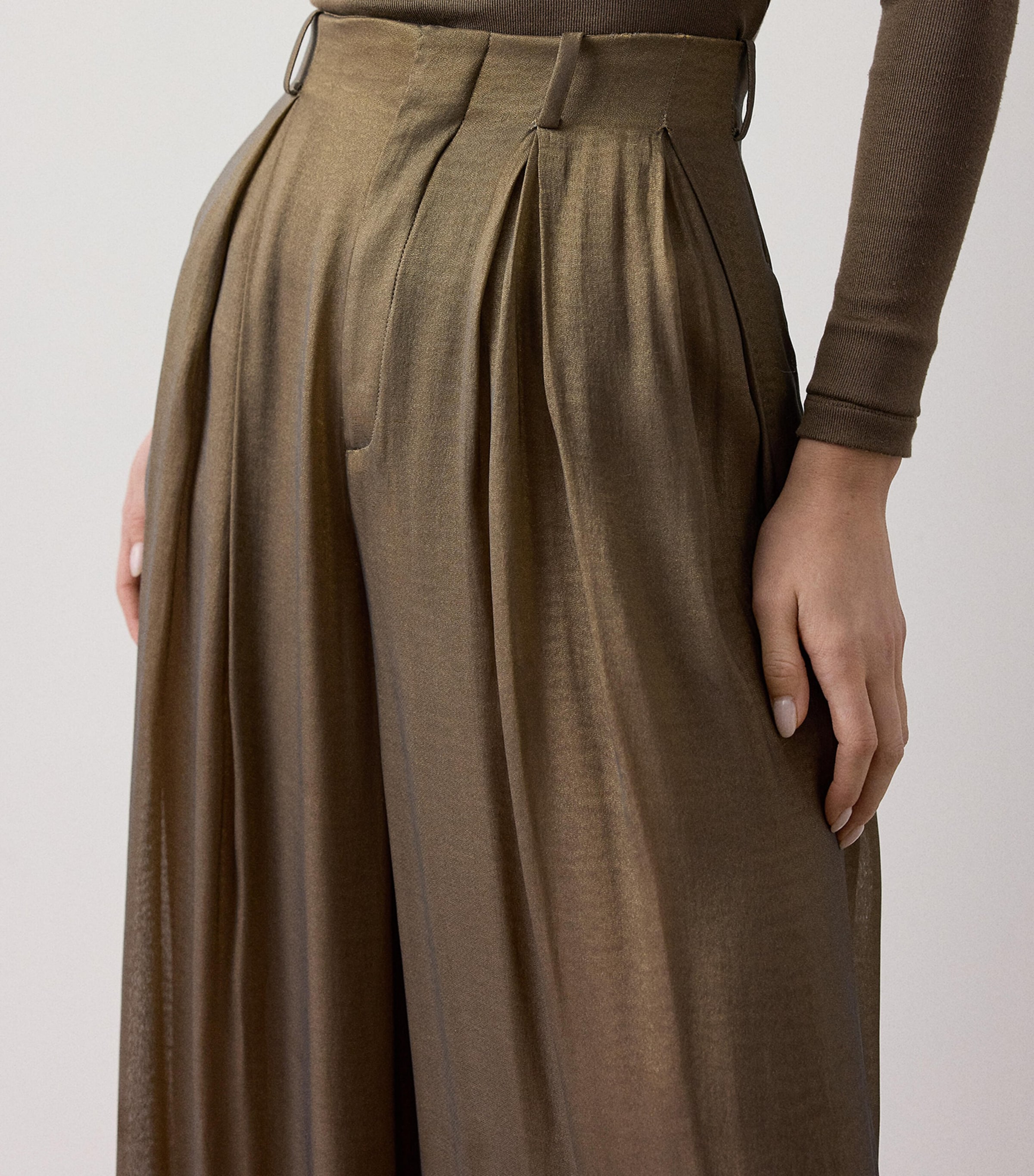 Ralph Lauren Collection Womens Greer Wide-Leg Trousers Antique Brass Image 4
