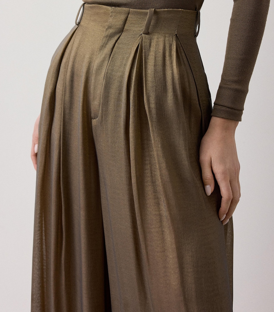 Ralph Lauren Collection Womens Greer Wide-Leg Trousers Antique Brass Image 4