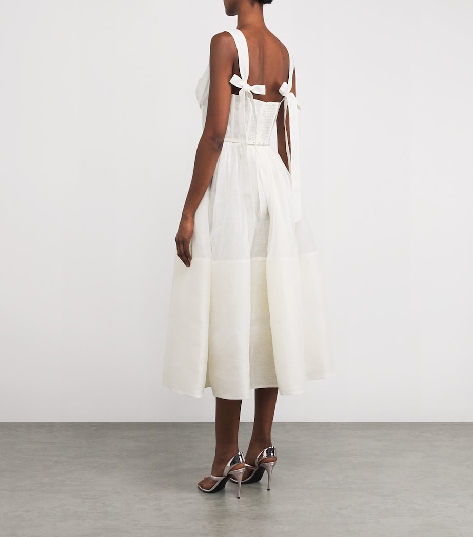 Linen-Silk Corset Midi Dress IVO IVORY Image 3