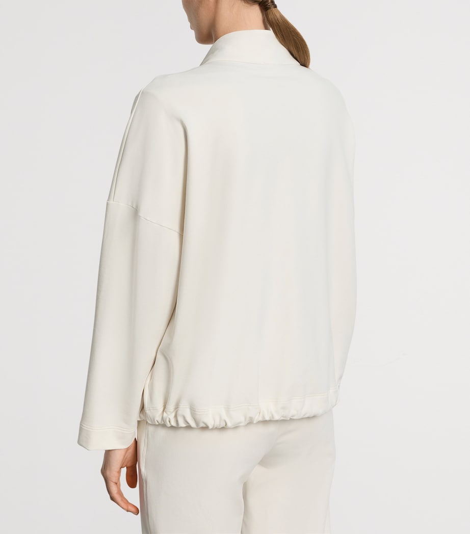 Hanro Womens Stretch-Cotton Easy Living Jacket Misty White Image 3