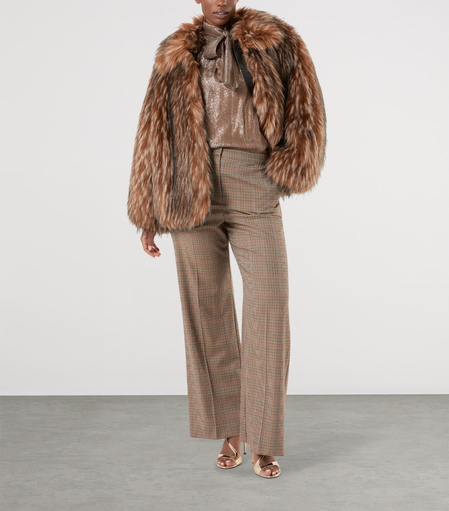 Marina Rinaldi Womens Faux Fur Belted Coat Camel Image 2
