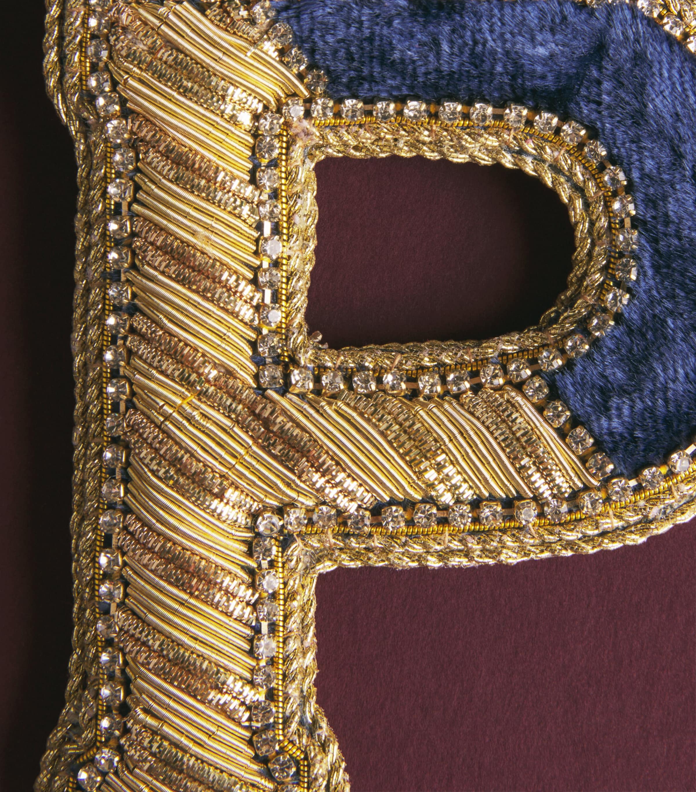 Tinker Tailor Velvet Crystal Letter P Tree Decoration Navy, Gold & Wine Image 2