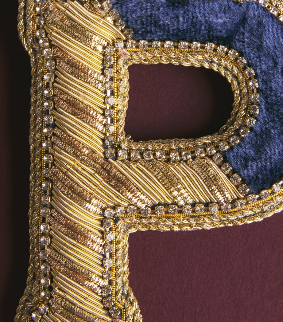 Tinker Tailor Velvet Crystal Letter P Tree Decoration Navy, Gold & Wine Image 2
