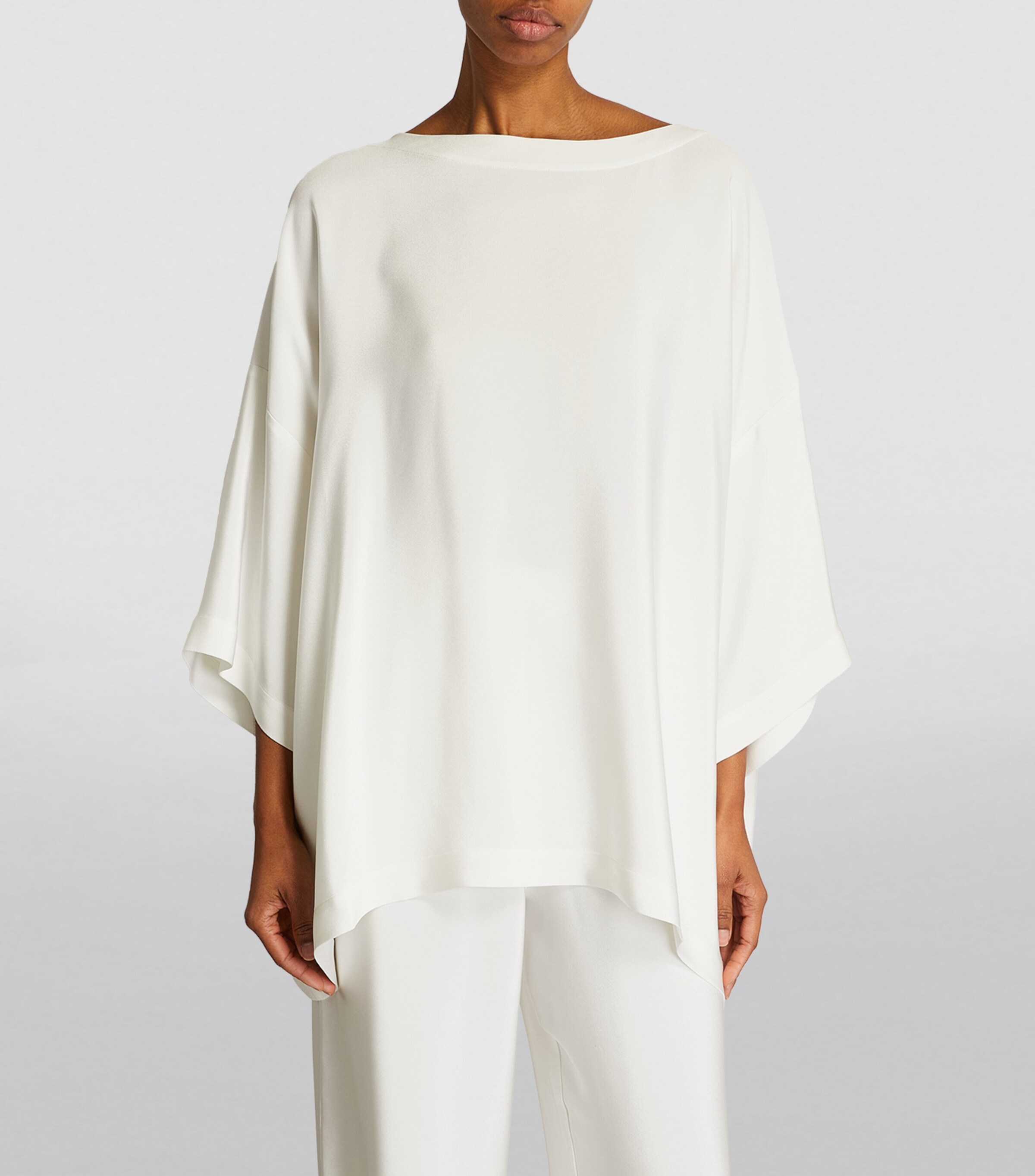 Silk Boat-Neck Tunic WHITE Image 3