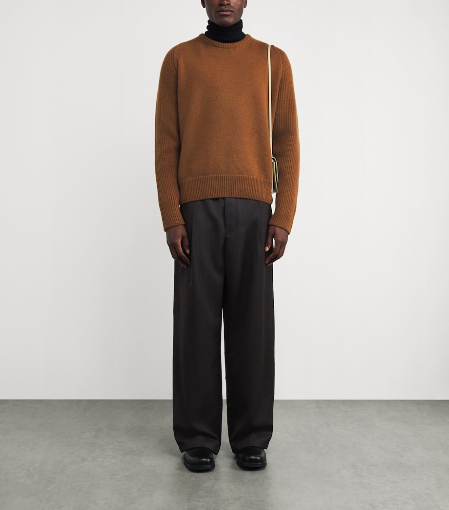 Cashmere Ribbed-Sleeve Sweater SB4620 DARK CAMEL Image 2