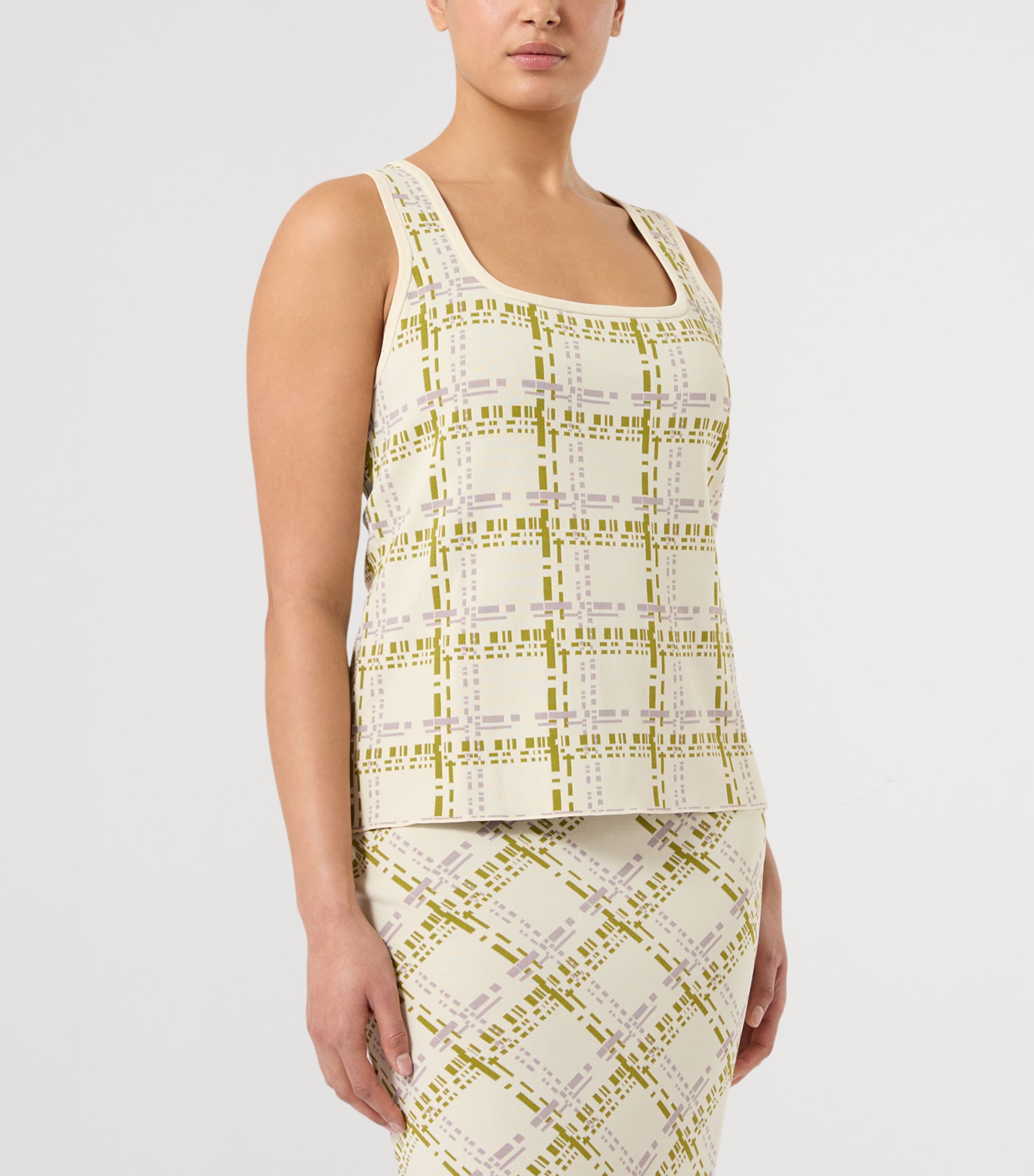 Marina Rinaldi Womens Jacquard Tank and Cardigan Set Ivory Image 3