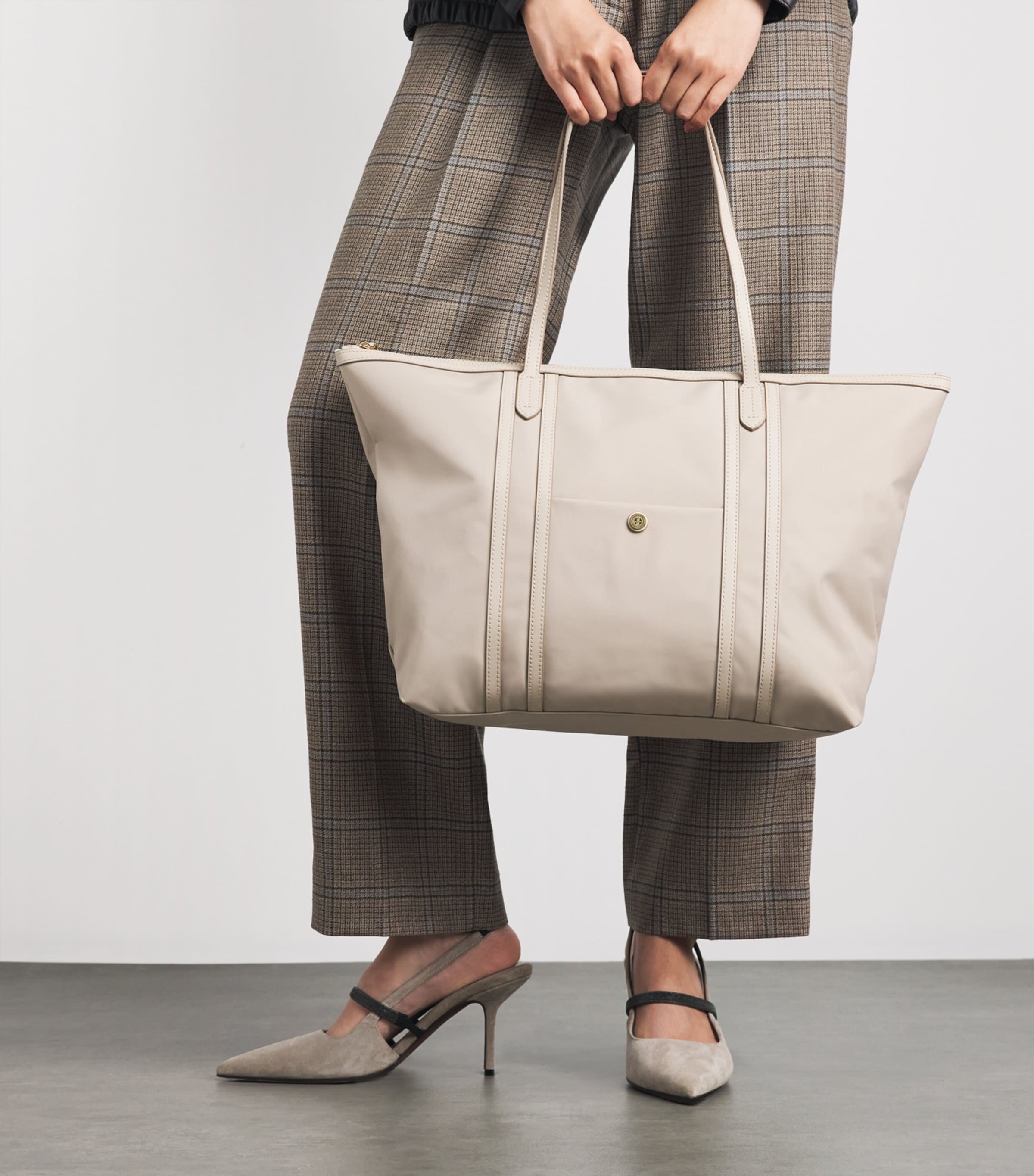 Harrods Nylon Jetsetter Tote Bag Neutral Image 4