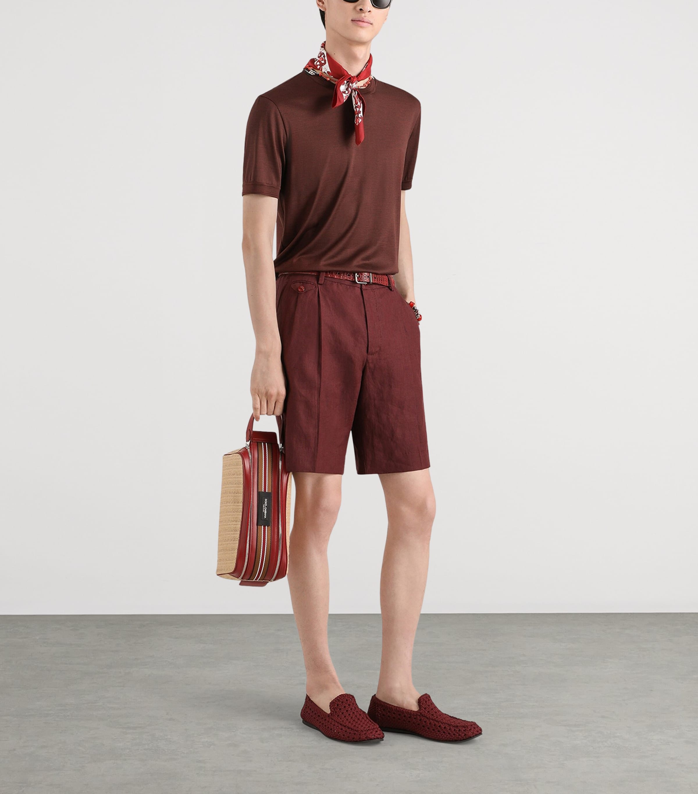 Dolce&Gabbana Mens Linen Tailored Shorts Brown Dark Vio Image 2