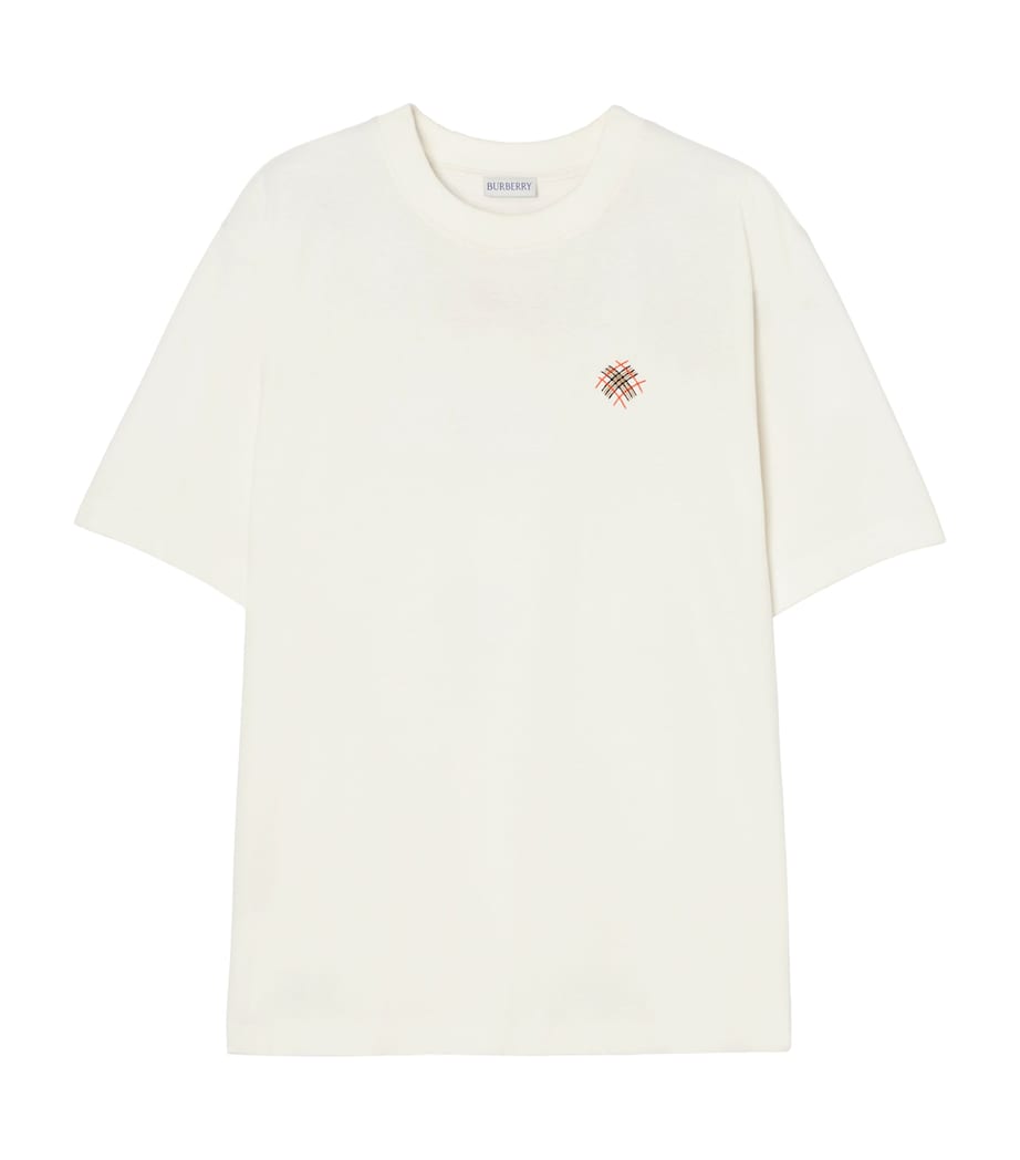 Burberry Mens Cotton Embroidered Logo T-Shirt Chalk Image 1
