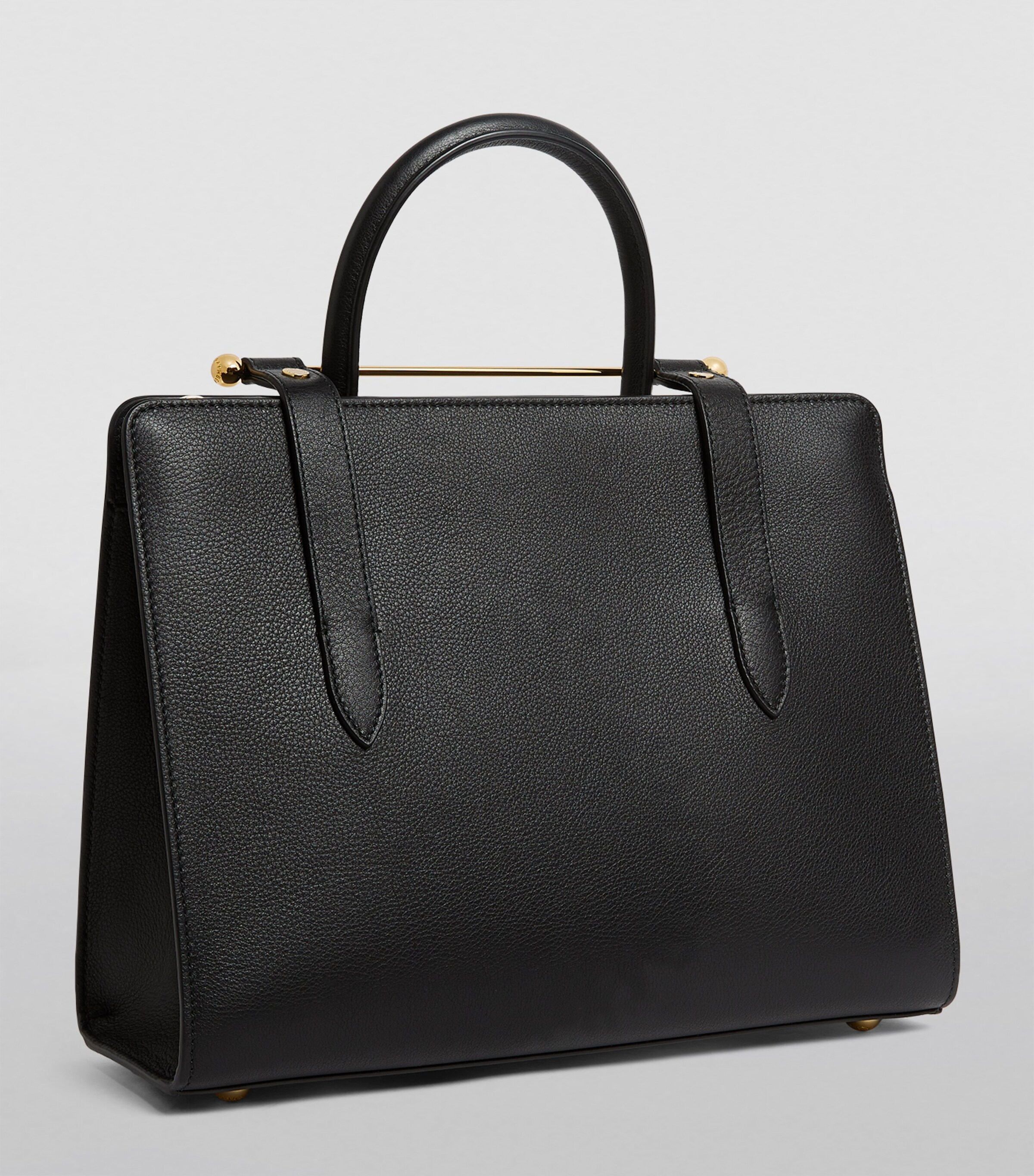 Strathberry Leather Midi Tote Bag Black Image 2