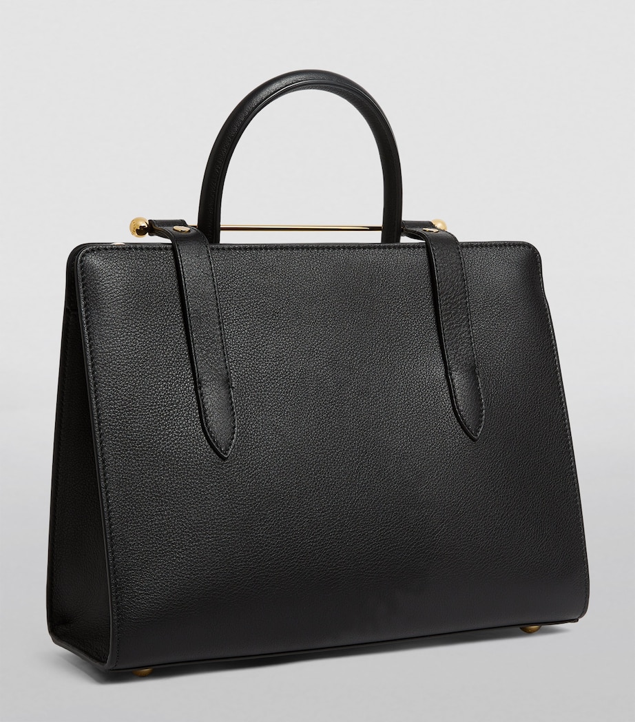 Strathberry Leather Midi Tote Bag Black Image 2
