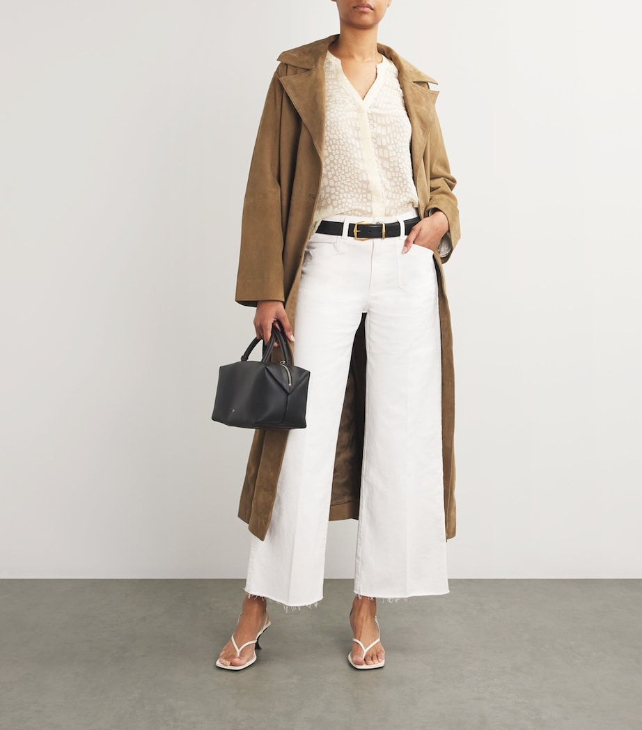 Silk-Blend Pepita Blouse LATTE FOAM Image 2