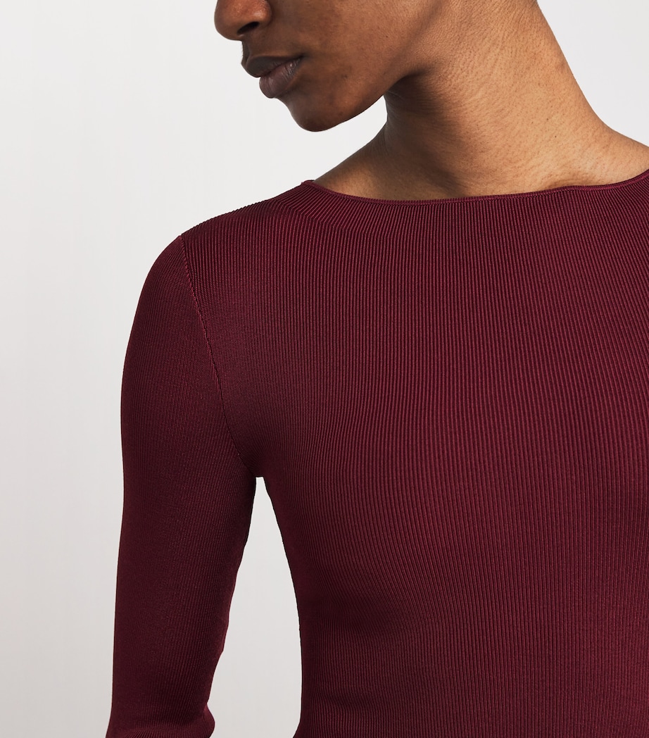Knit Buckle Maxi Dress DARK RED Image 4
