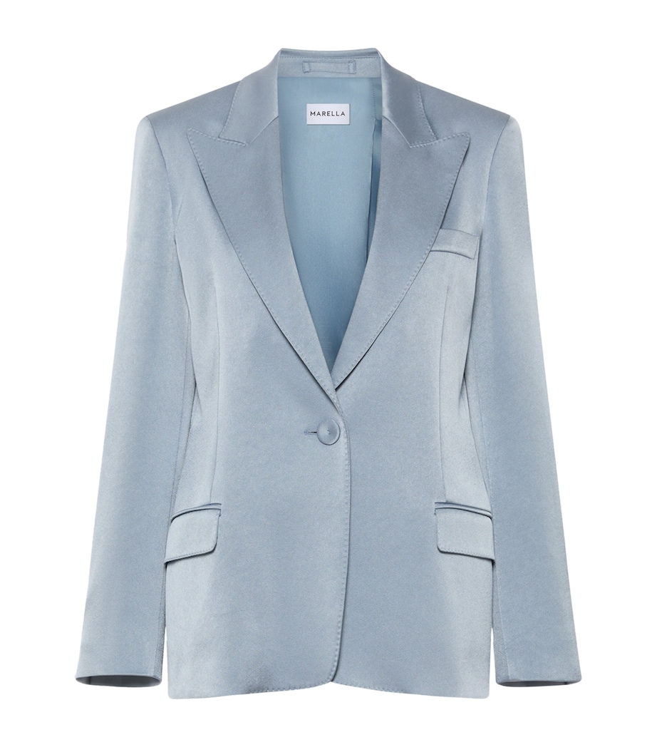 Marella Womens Satin Single-Breasted Blazer Dust Blue Image 1