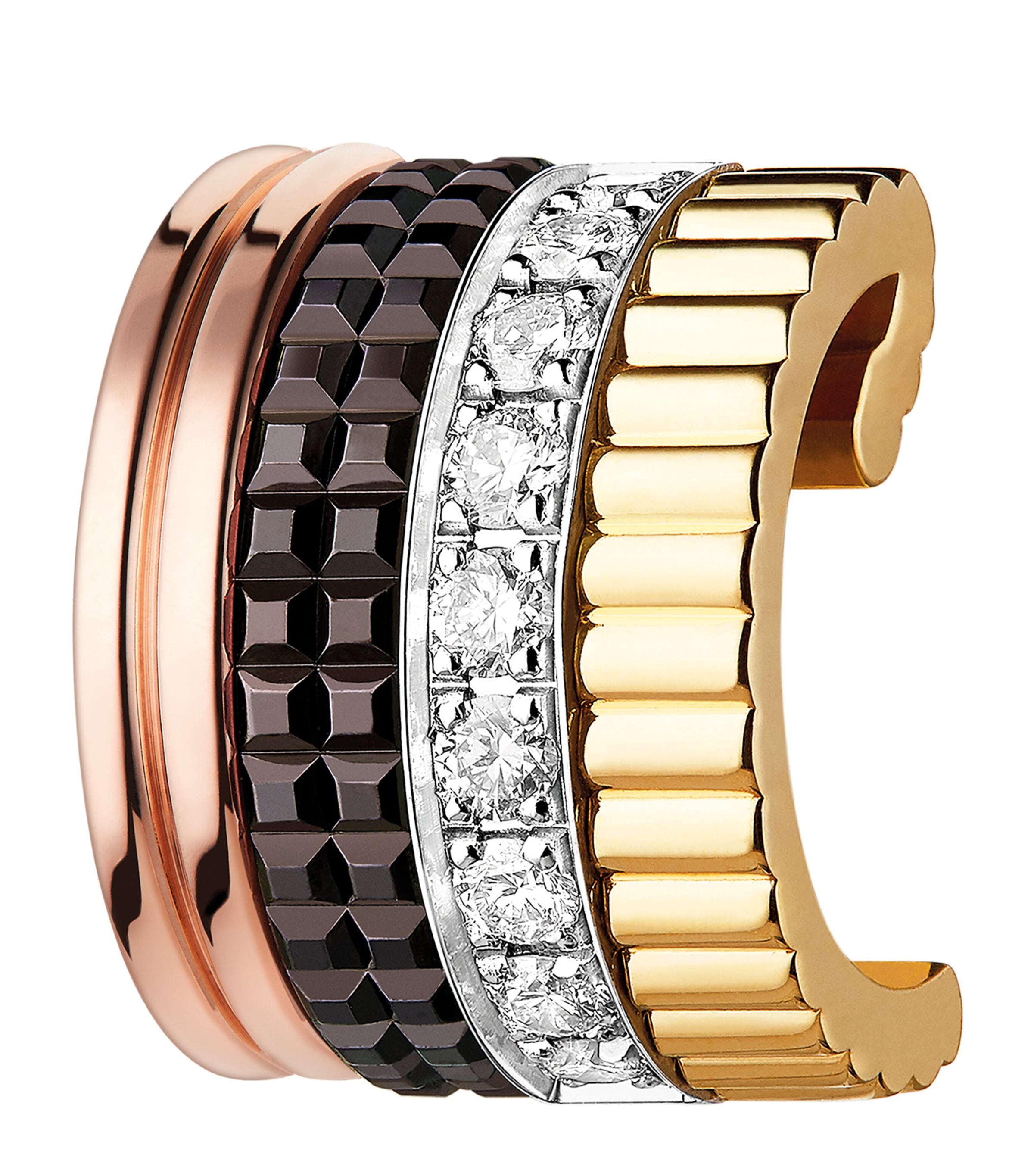 Boucheron Mixed Gold And Diamond Quatre Classique Single Ear Clip In Brown