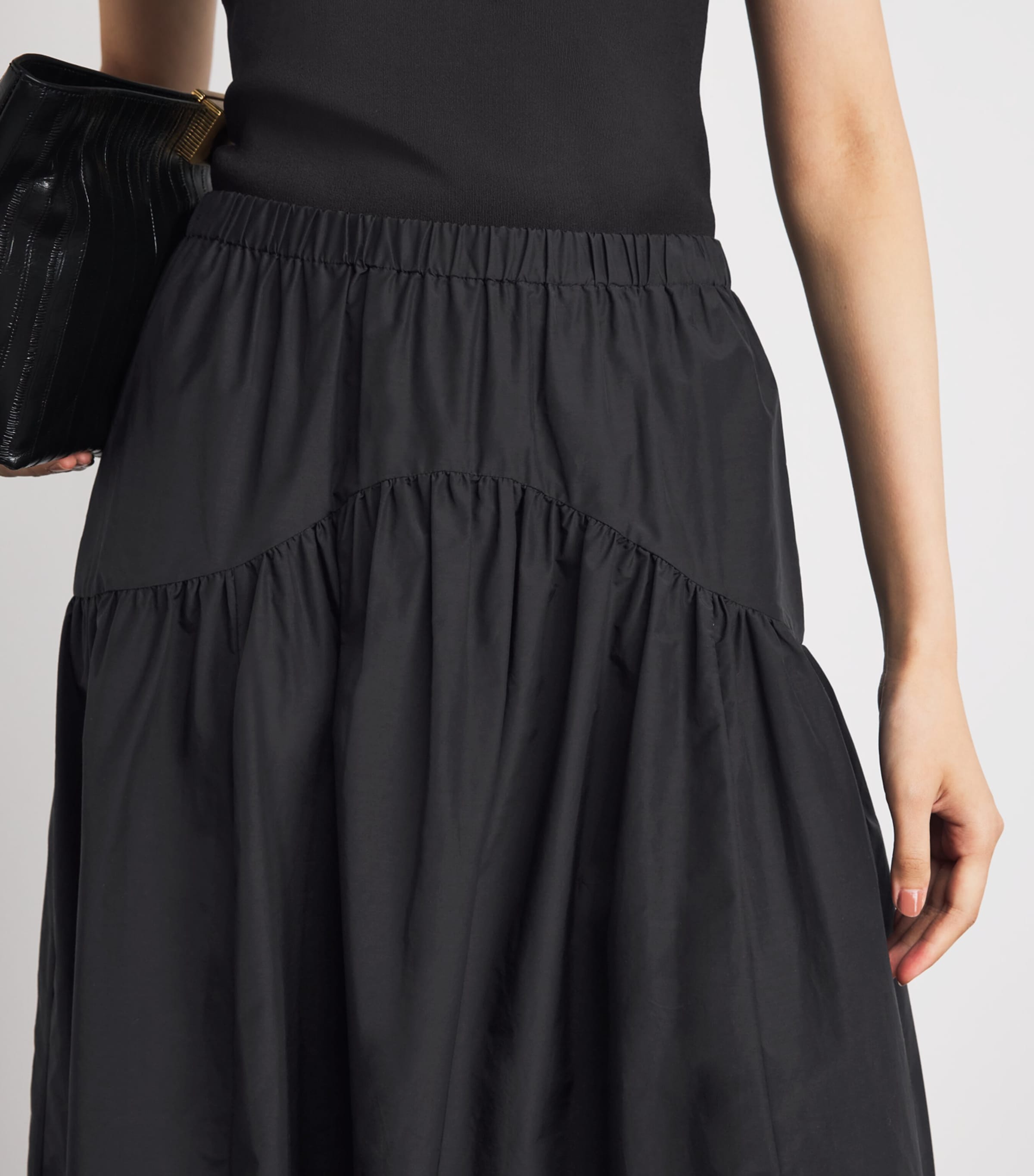 Theory Womens Curved Yoke Midi Skirt Black Image 3