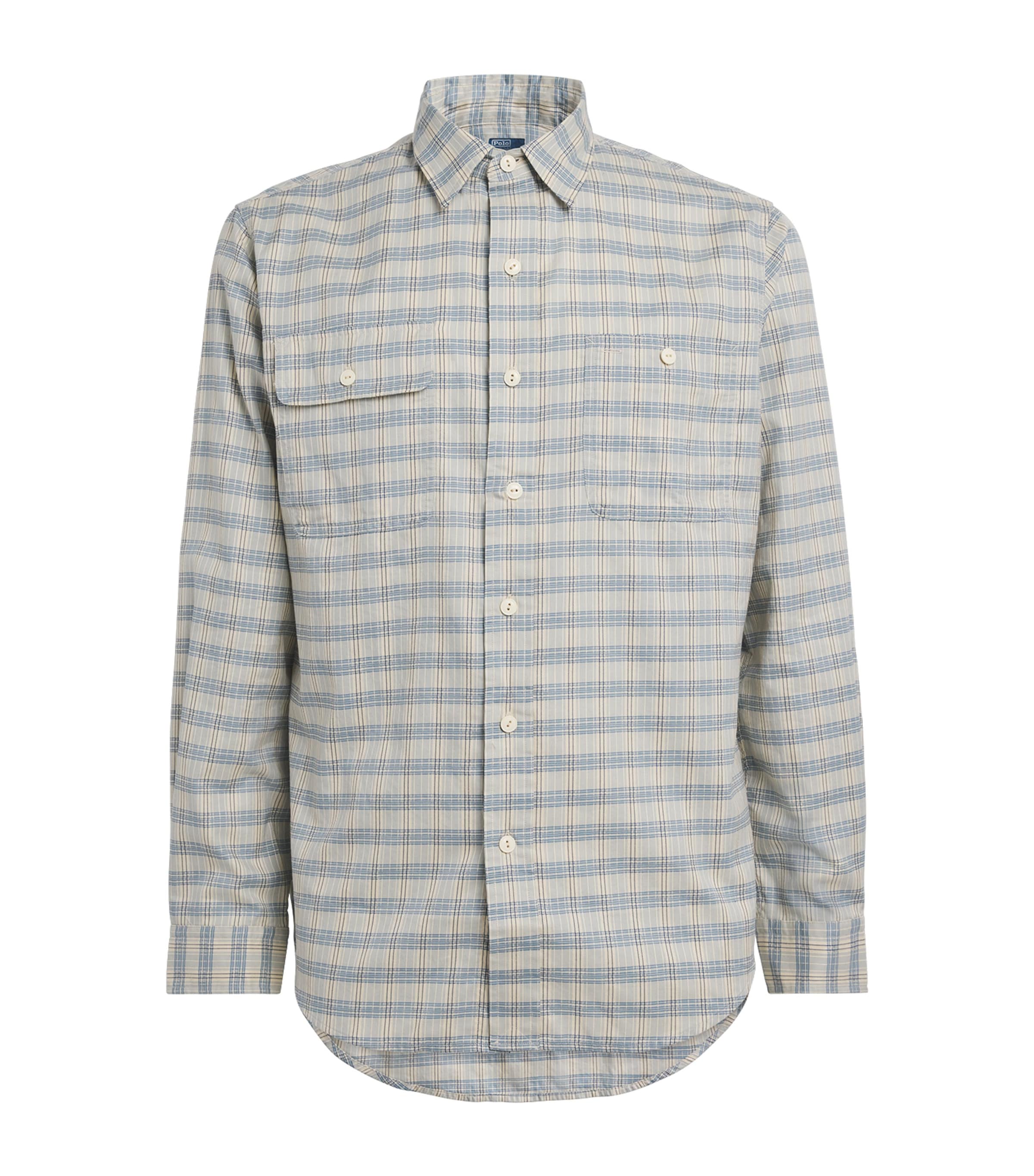 Polo Ralph Lauren Cotton Striped Indigo Shirt In Neutral