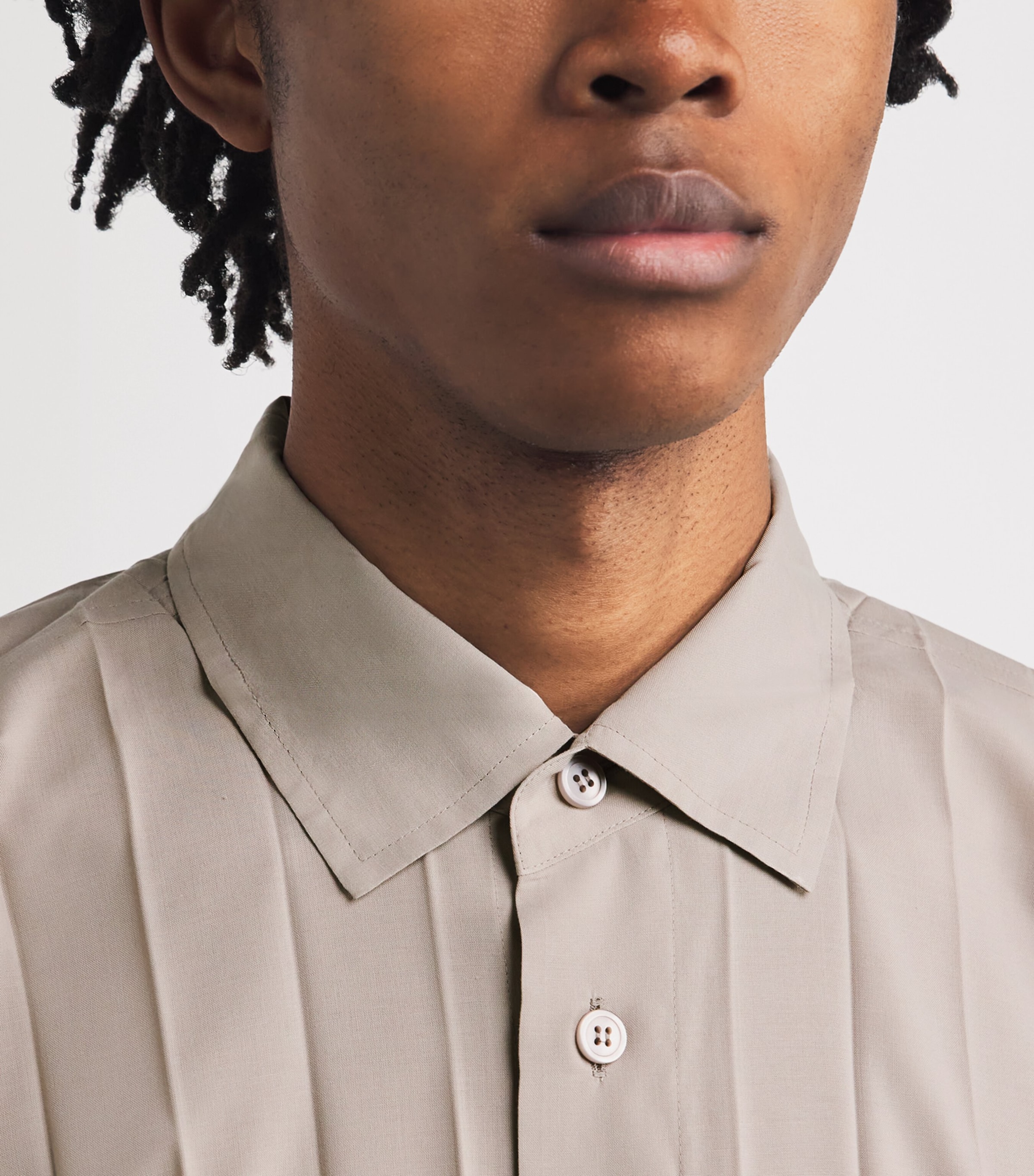 Homme Plissé Issey Miyake Mens Wide Pleated Shirt Gray Image 6